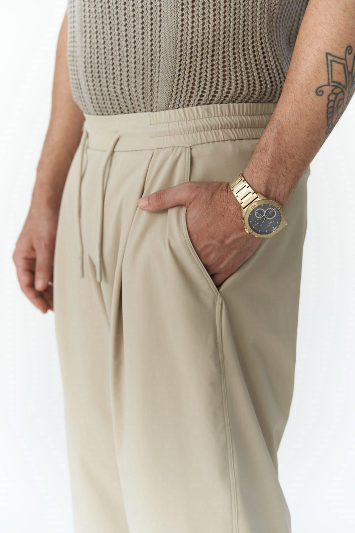 Kenway Men's Beige Trousers