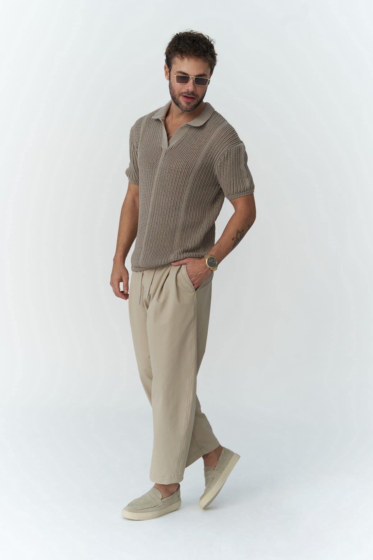 Kenway Men's Beige Trousers