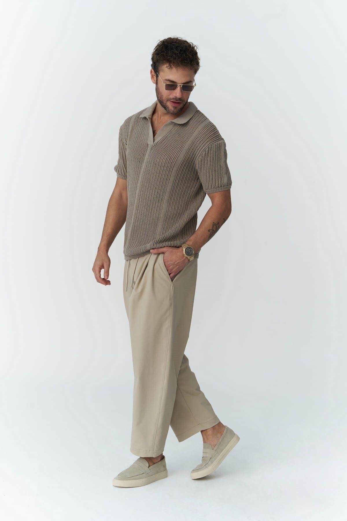 Kenway Men's Beige Trousers