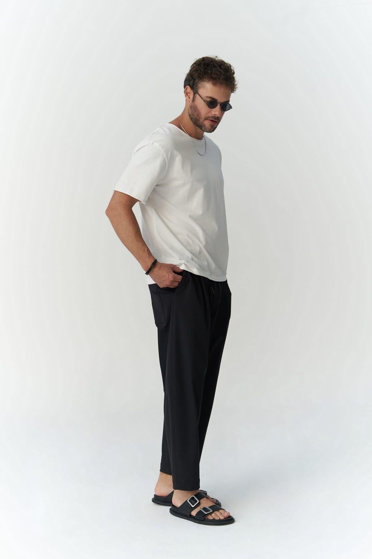 Kenway Bağcık Detaylı Siyah Erkek Pantolon