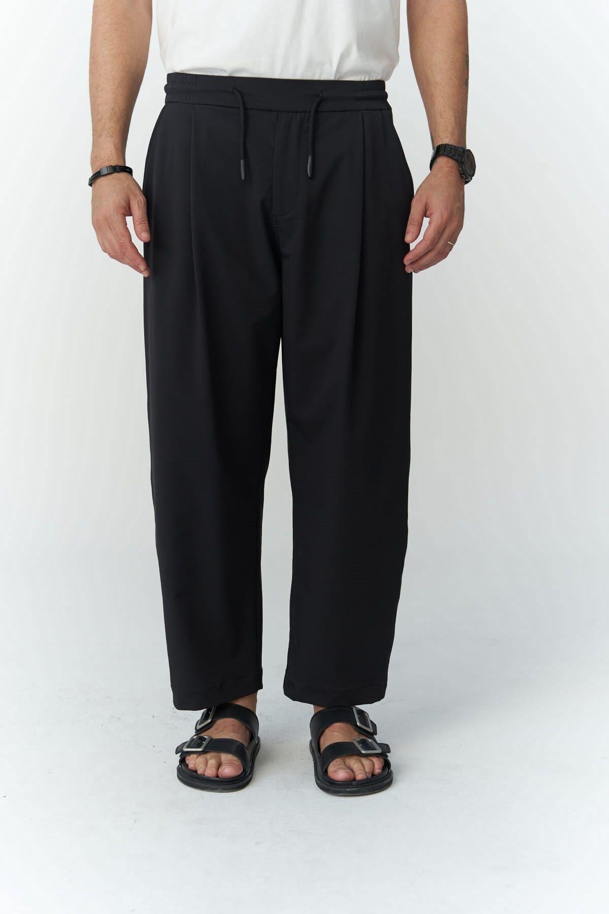 Kenway Bağcık Detaylı Siyah Erkek Pantolon