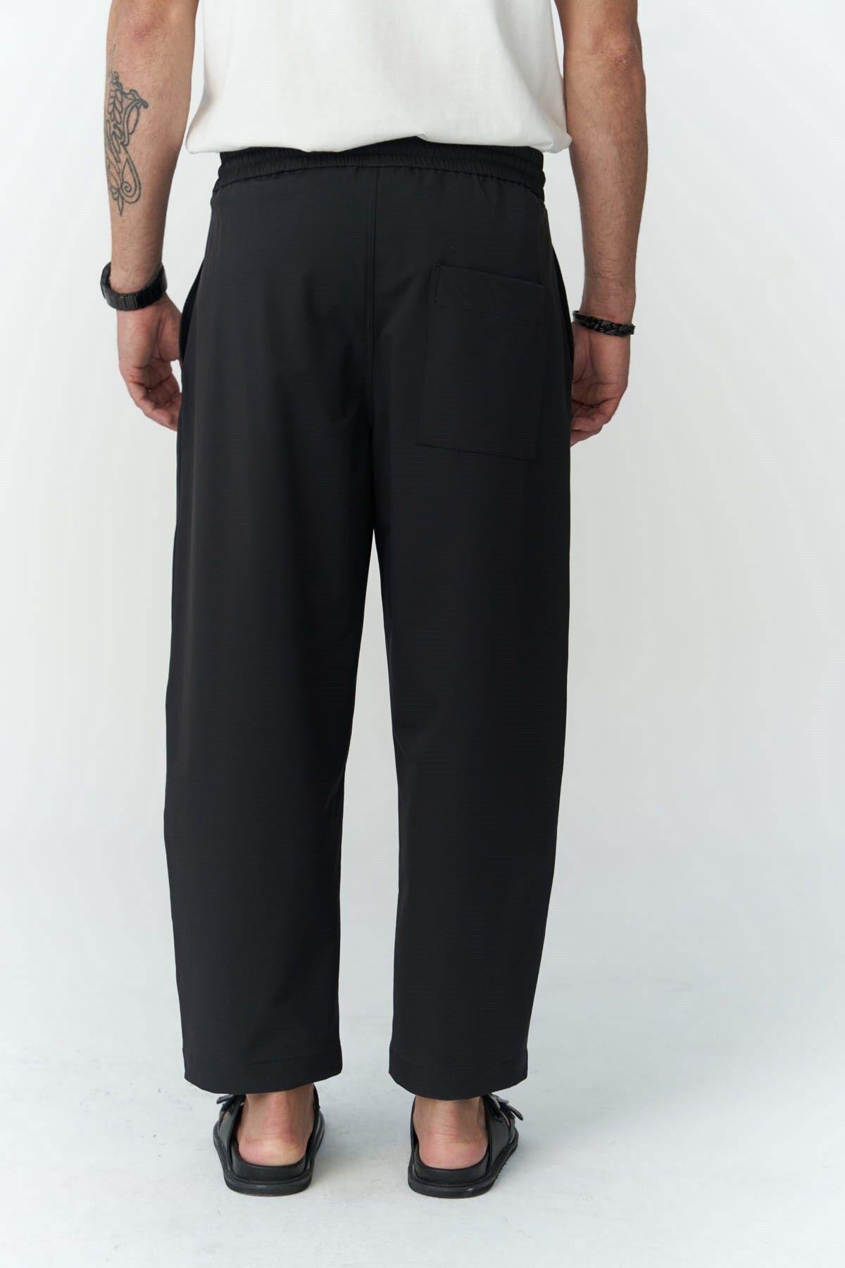 Kenway Bağcık Detaylı Siyah Erkek Pantolon