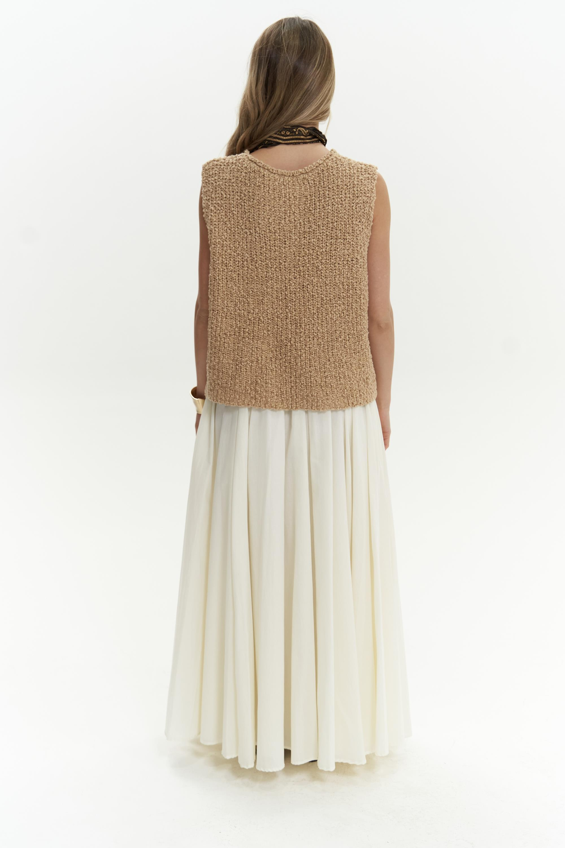 Knitle Rahat Kalıp Triko Tarçın Crop