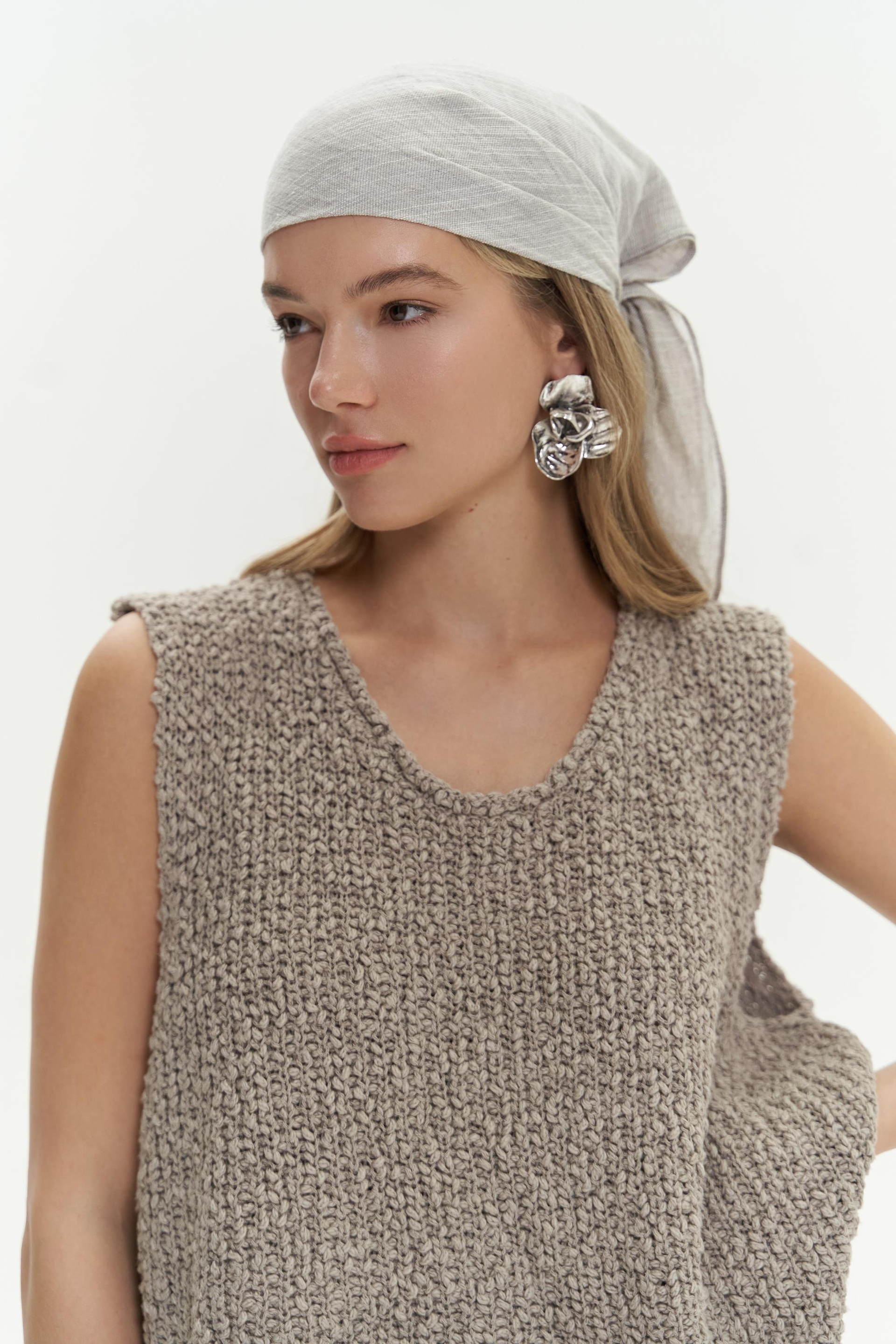 Knitle Rahat Kalıp Triko Vizon Crop