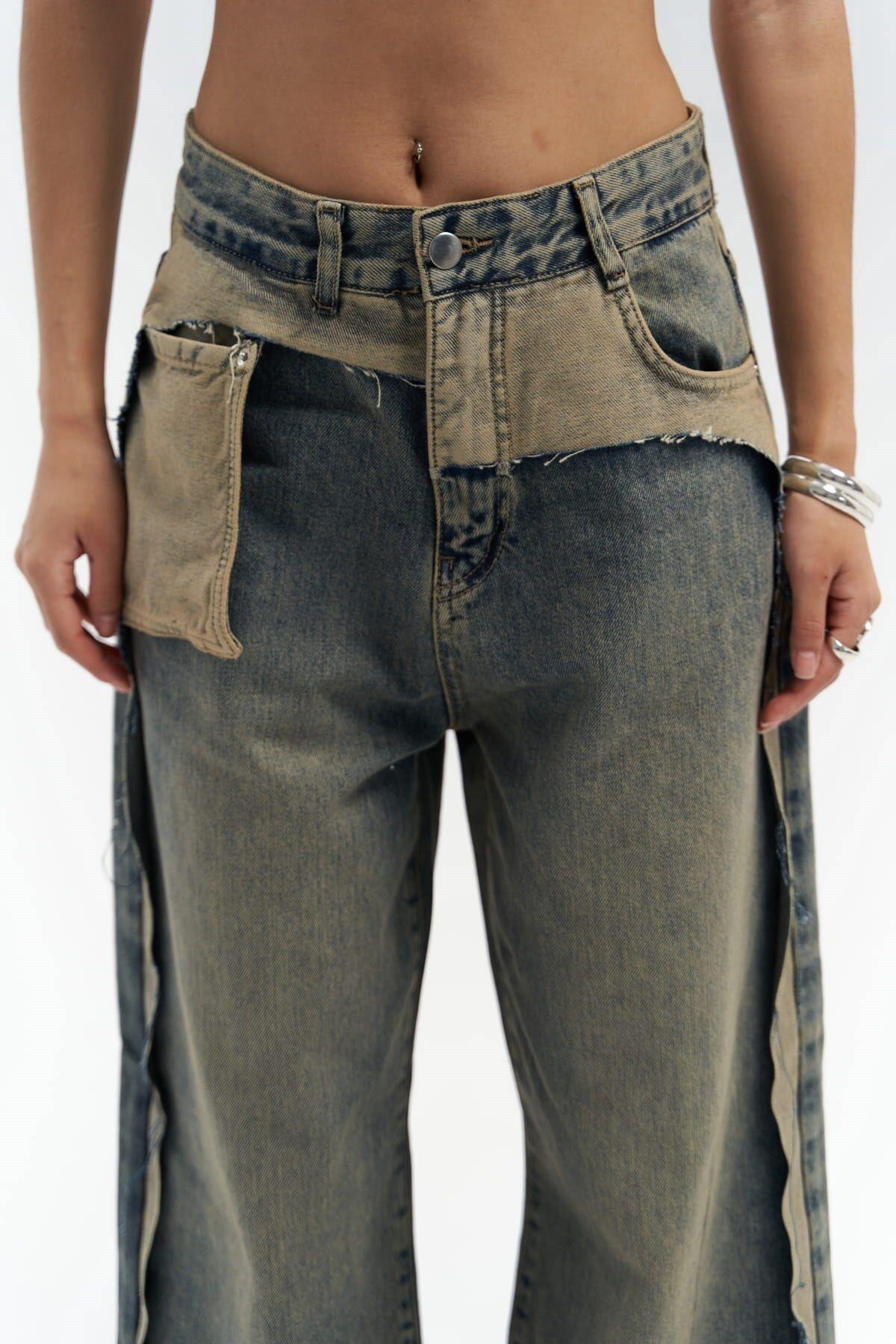 Kristen Dirty Green Jeans with Ripped Detail 