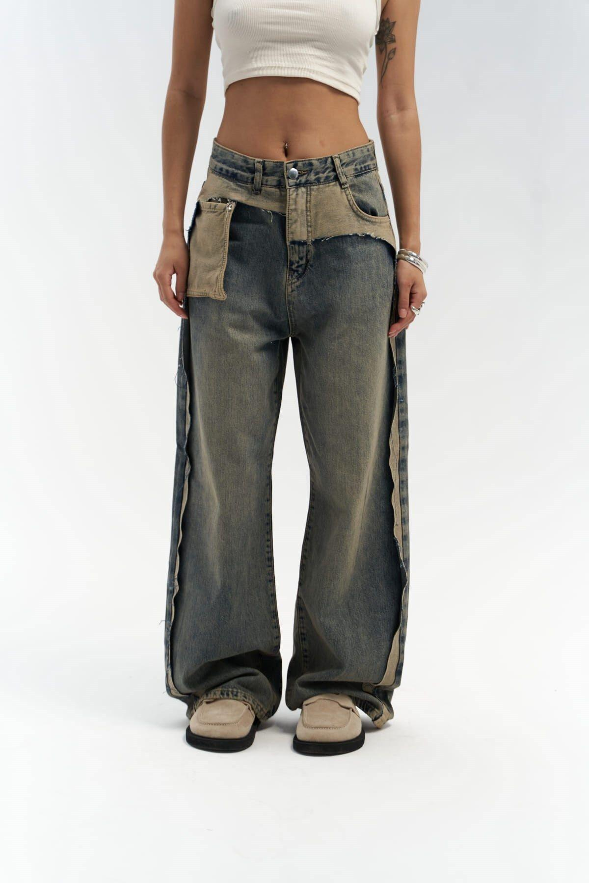 Kristen Dirty Green Jeans with Ripped Detail 