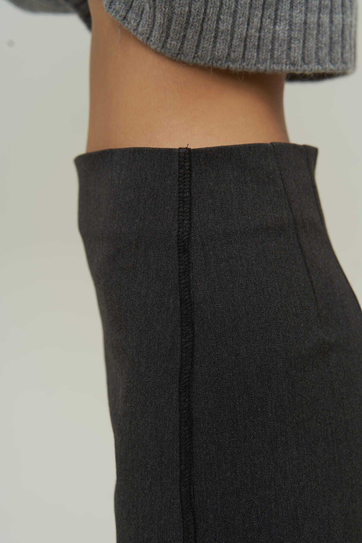 Mai Collection Laden Anthracite Midi Pencil Skirt