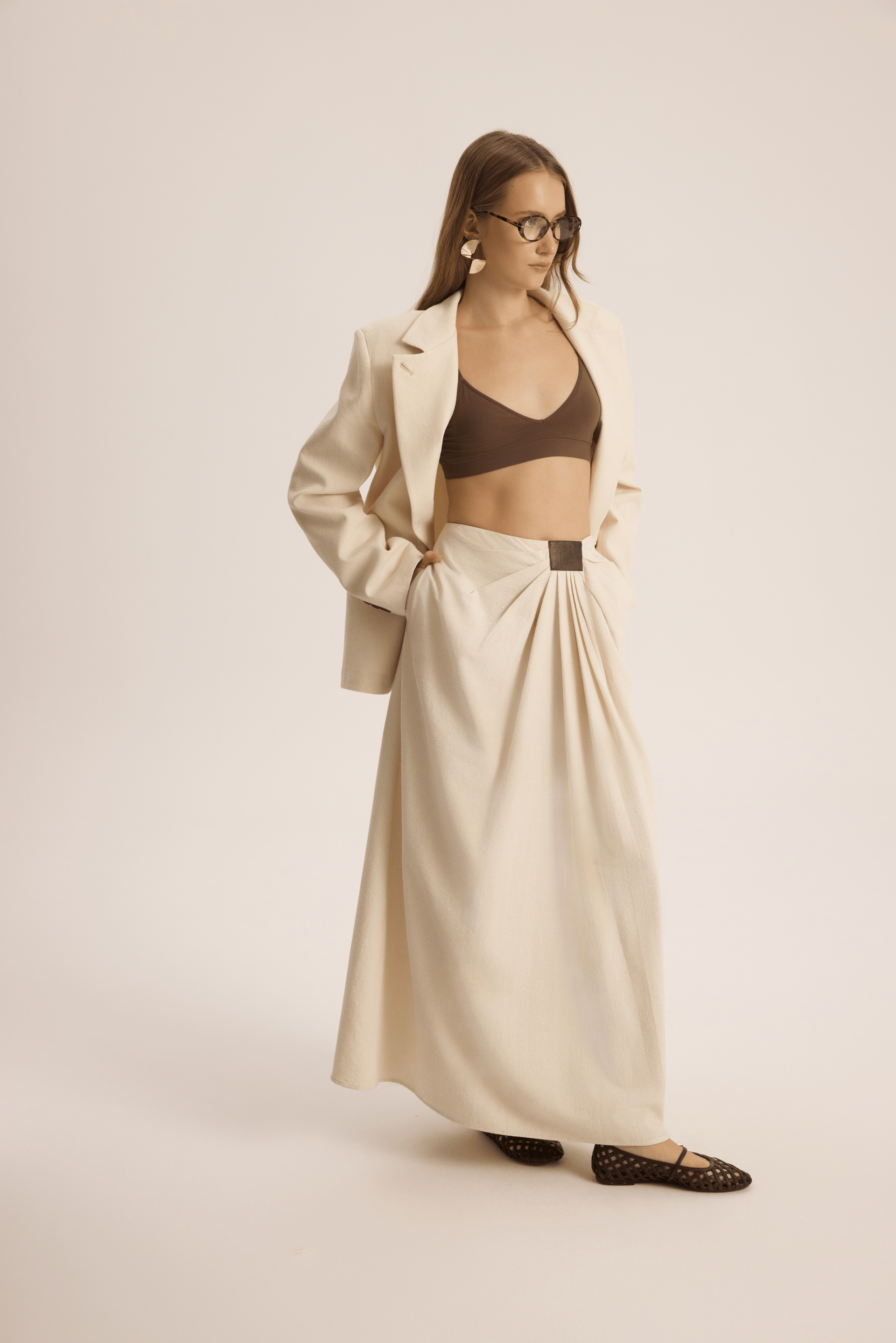 Lagoon Dik Yaka Bej Blazer