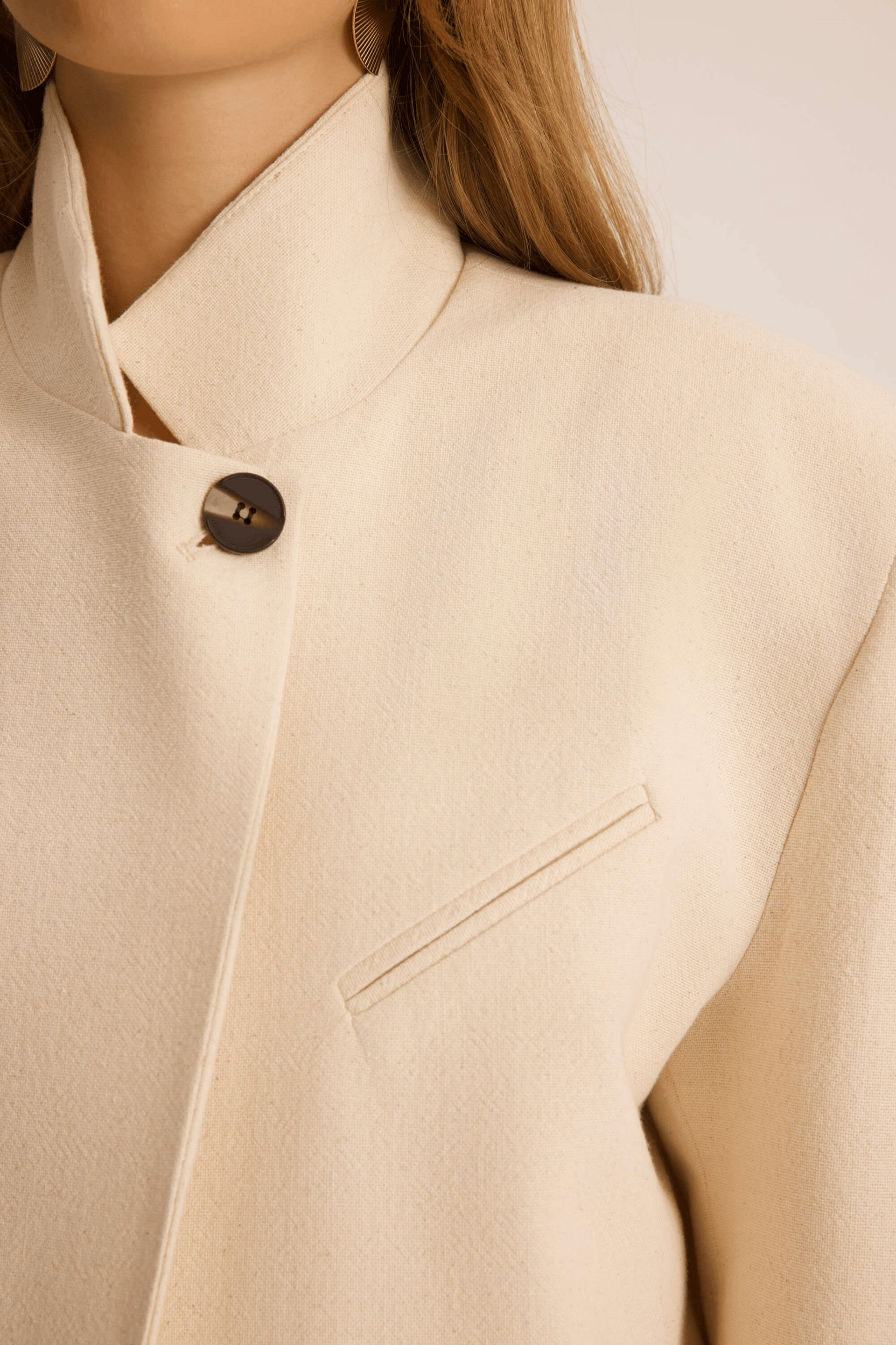 Lagoon Dik Yaka Bej Blazer