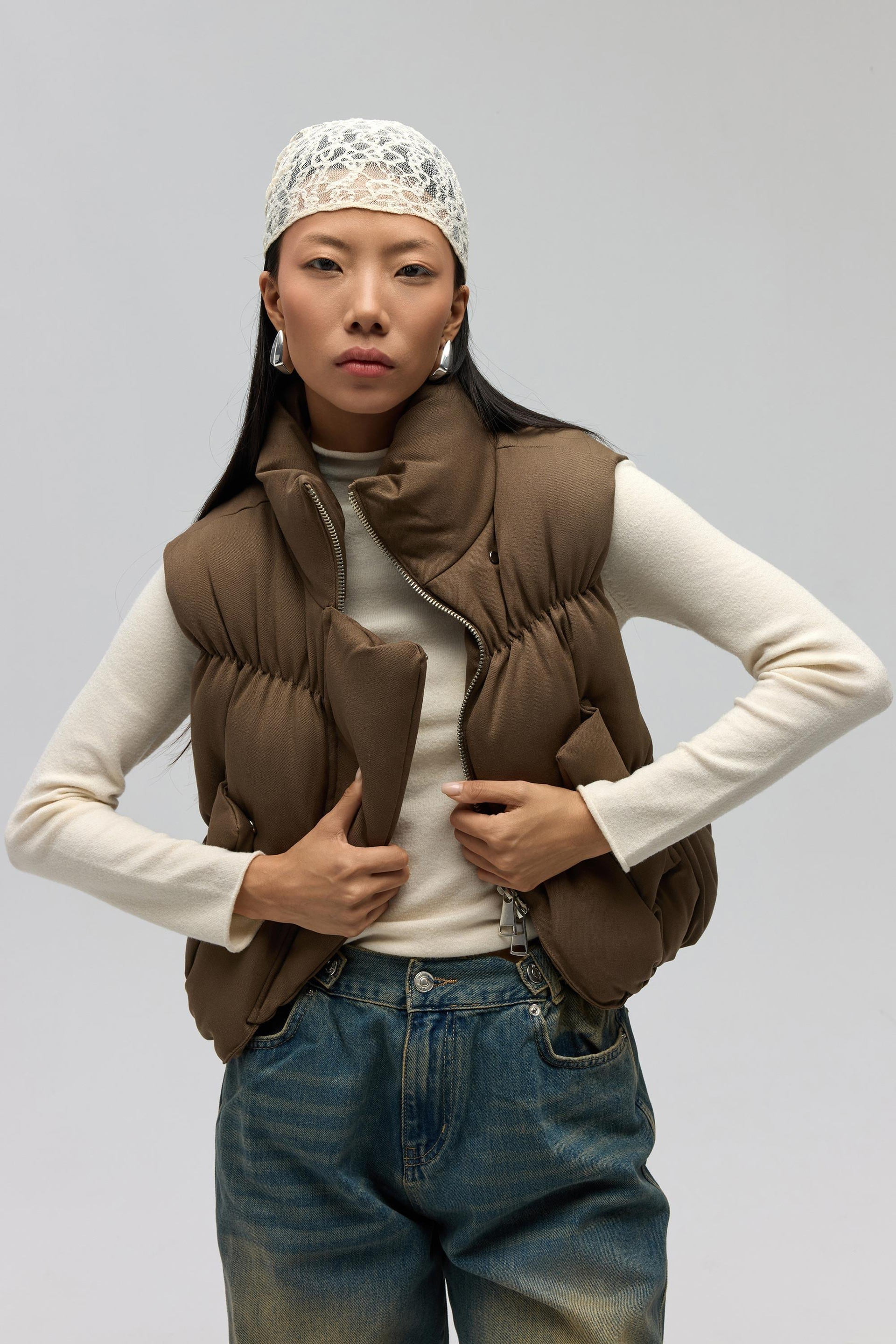 Laila Khaki Puffer Vest