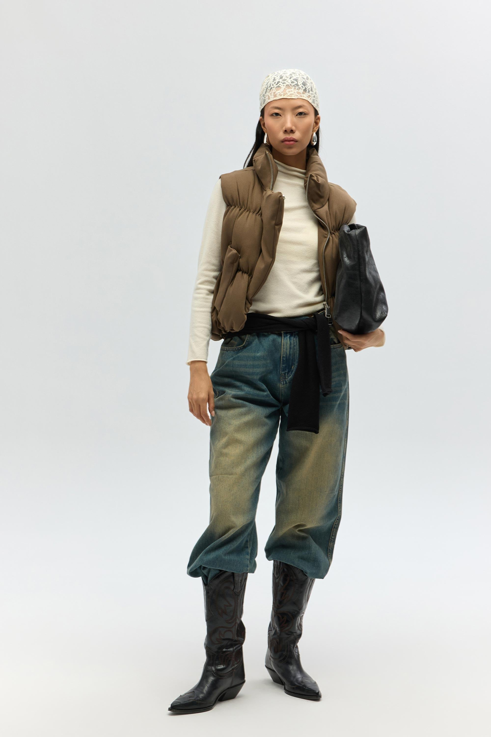 Laila Khaki Puffer Vest