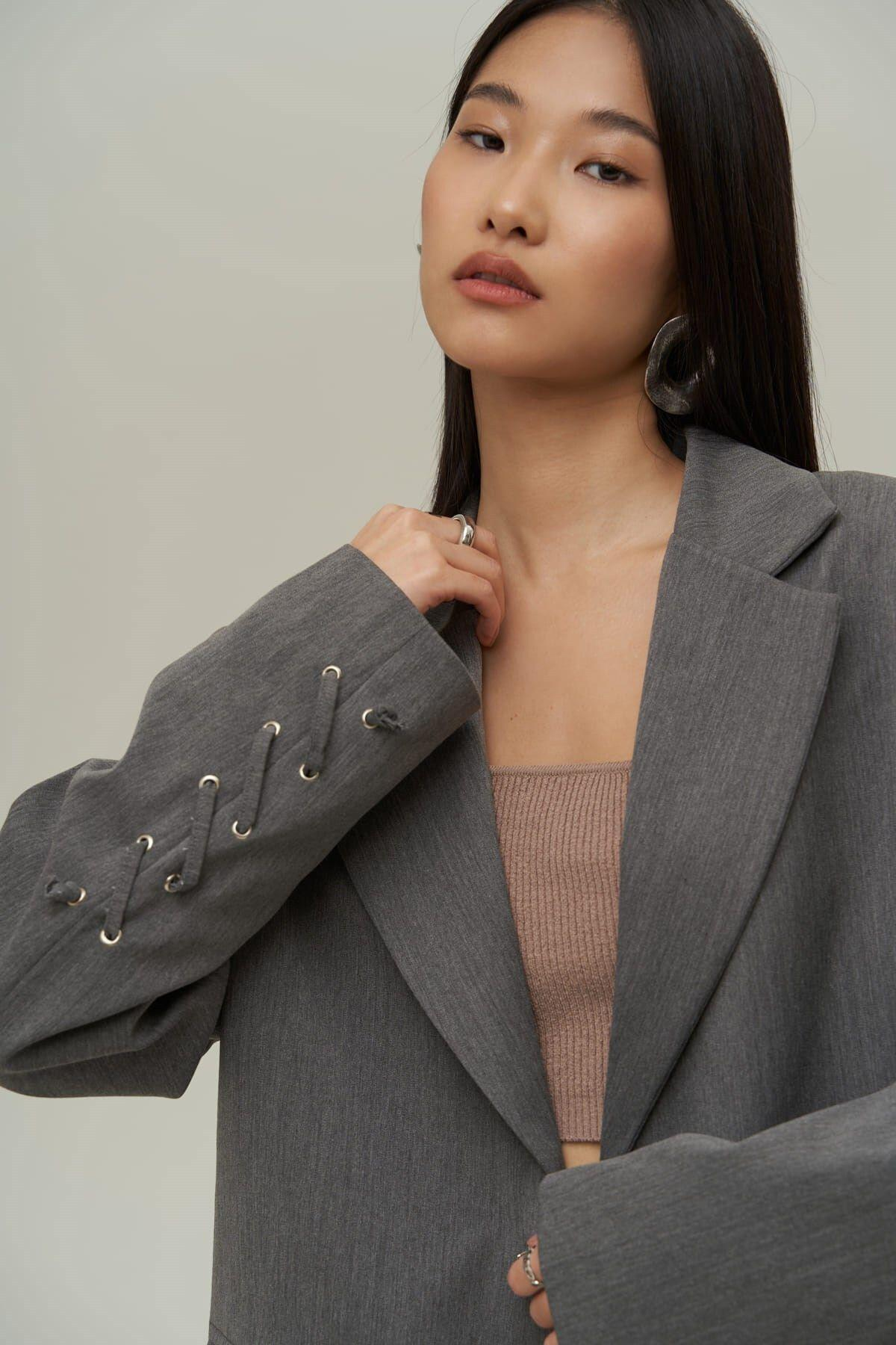 Lana Çengel Detay Füme Blazer Ceket