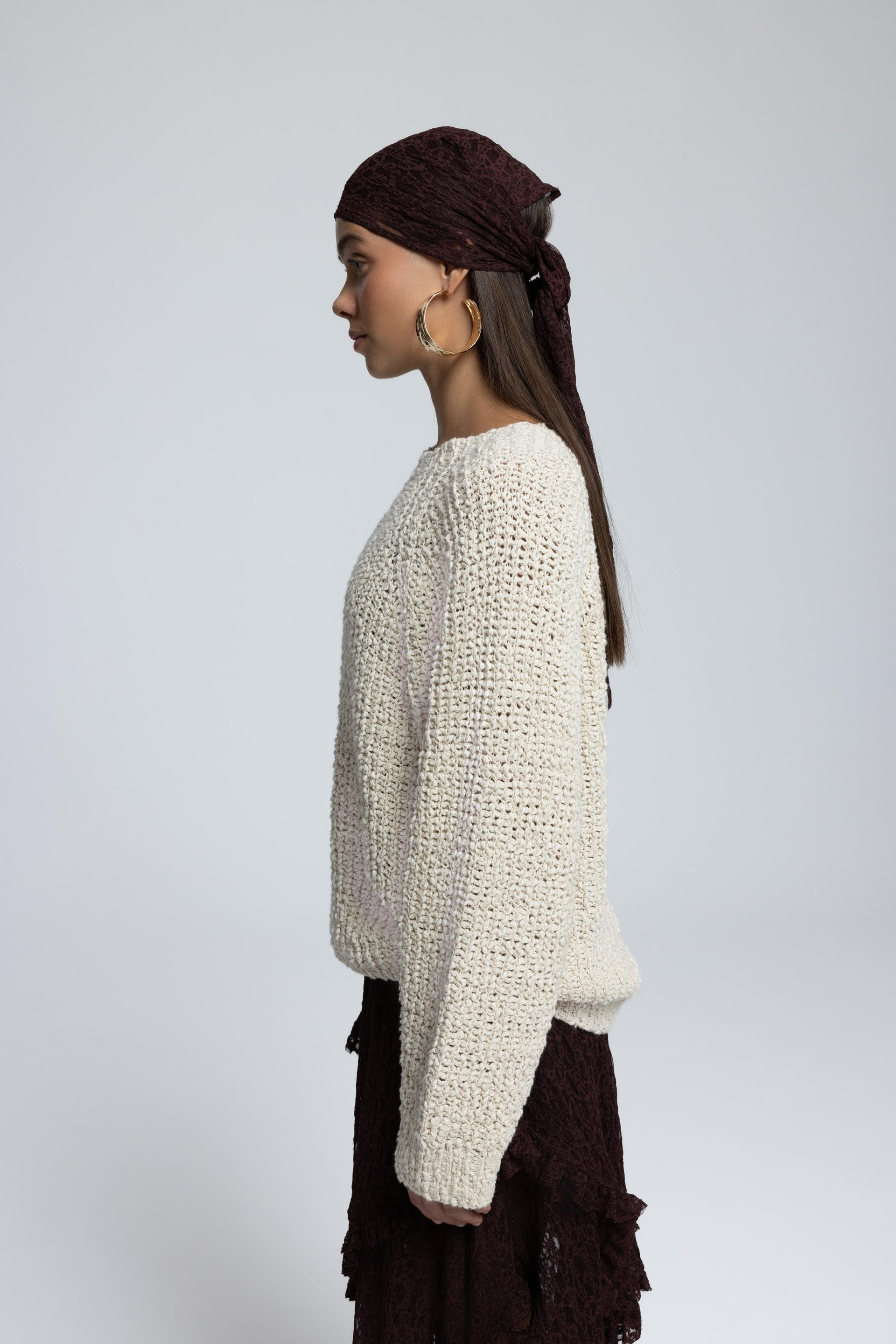 Latte Bisiklet Yaka Bej Triko Kazak