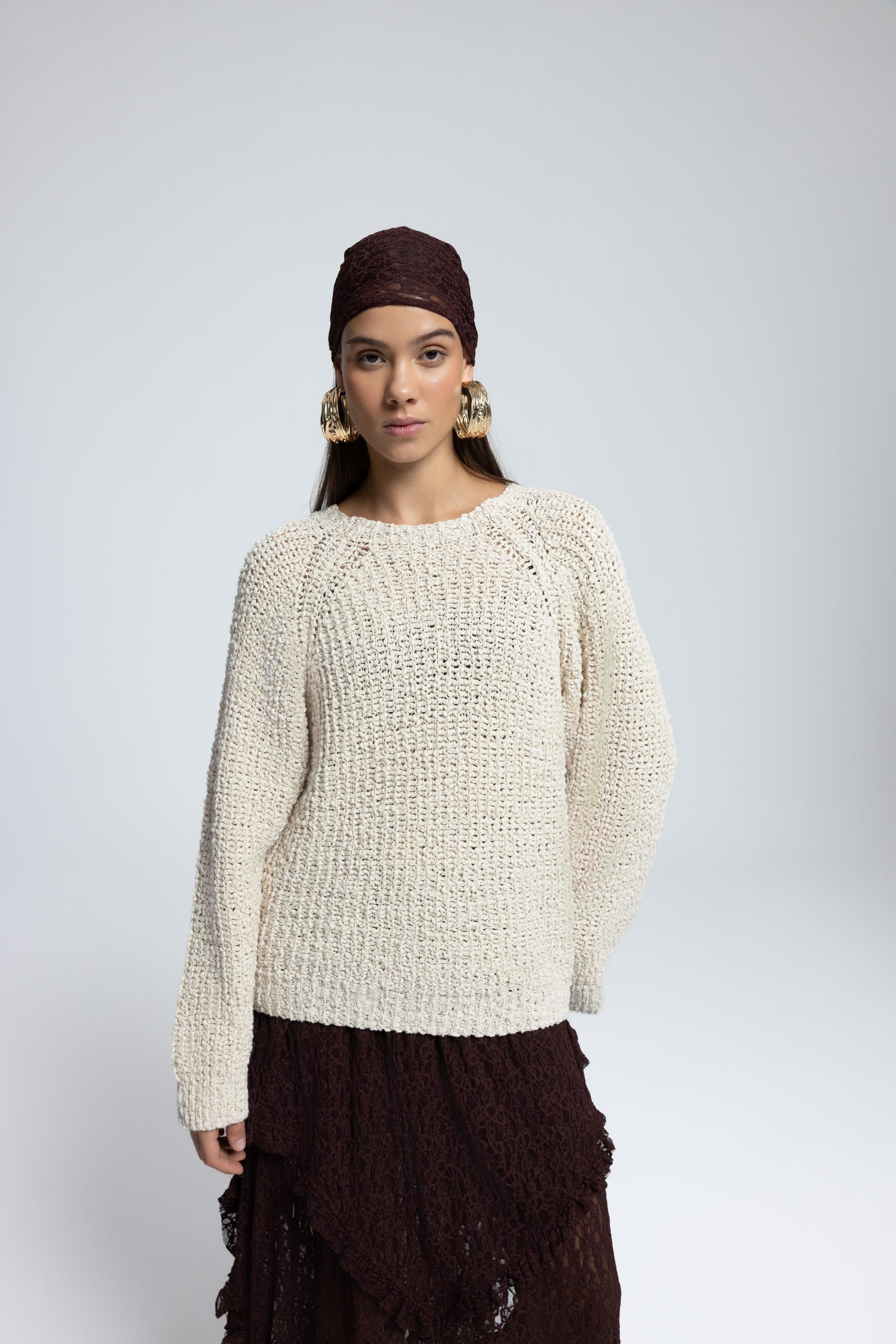 Latte Bisiklet Yaka Bej Triko Kazak