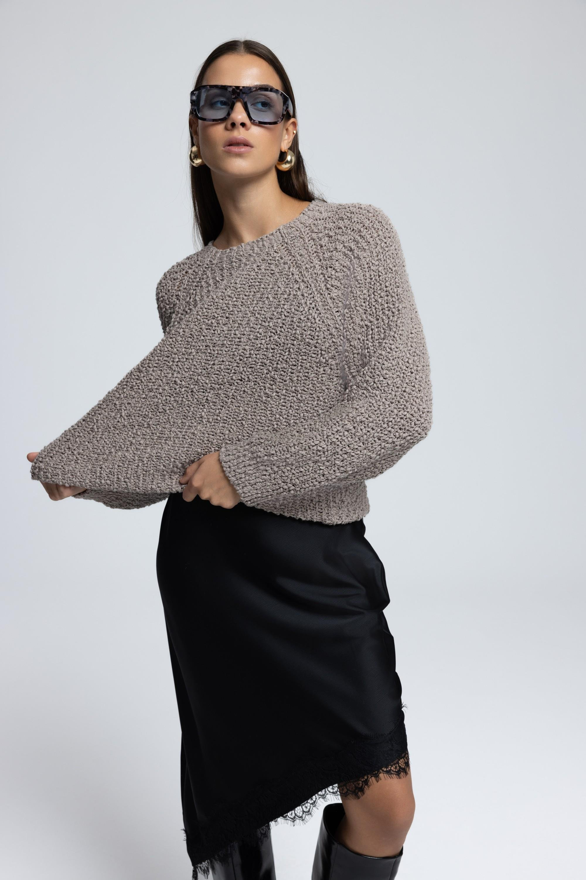 Latte Bisiklet Yaka Vizon Triko Kazak