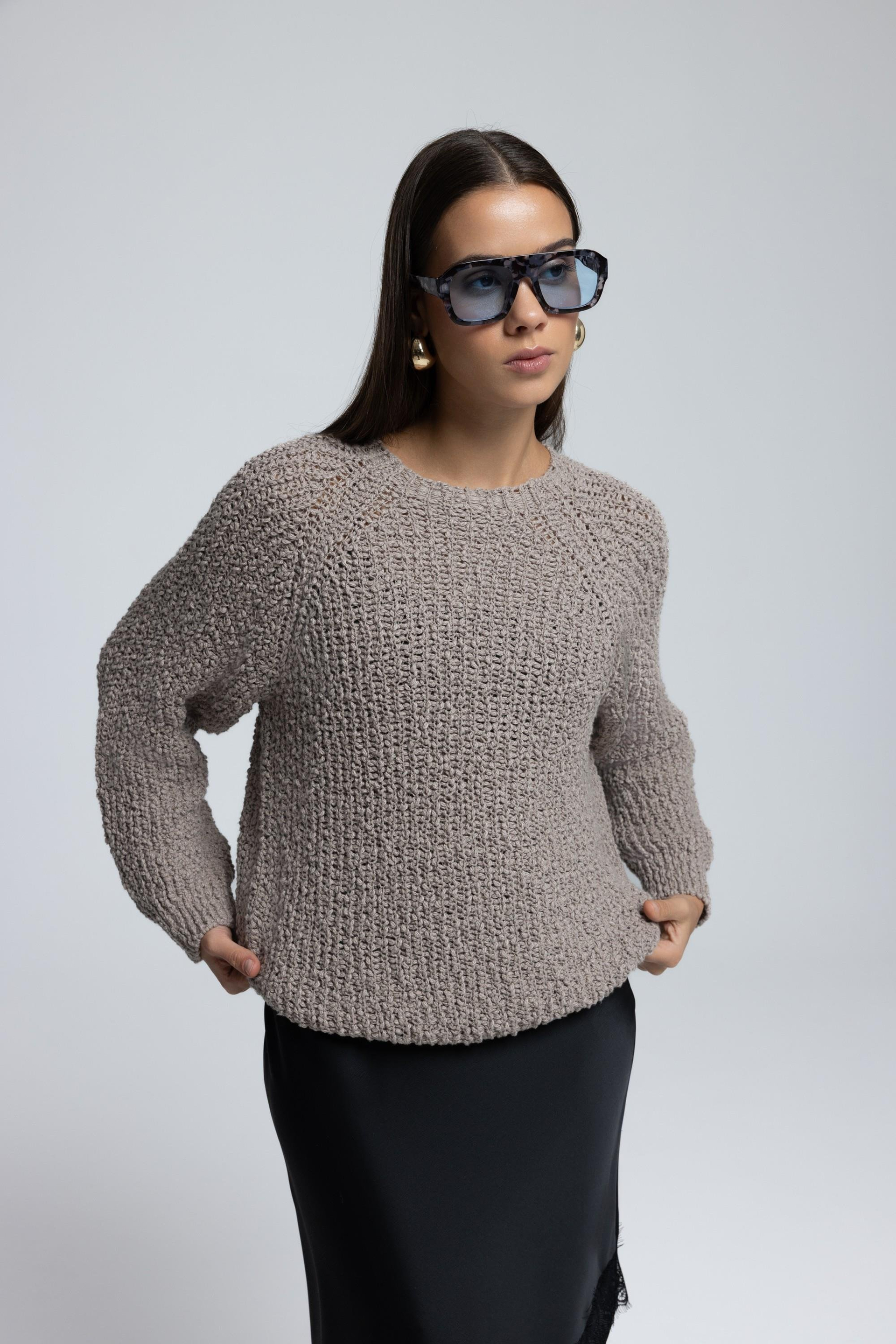 Latte Bisiklet Yaka Vizon Triko Kazak