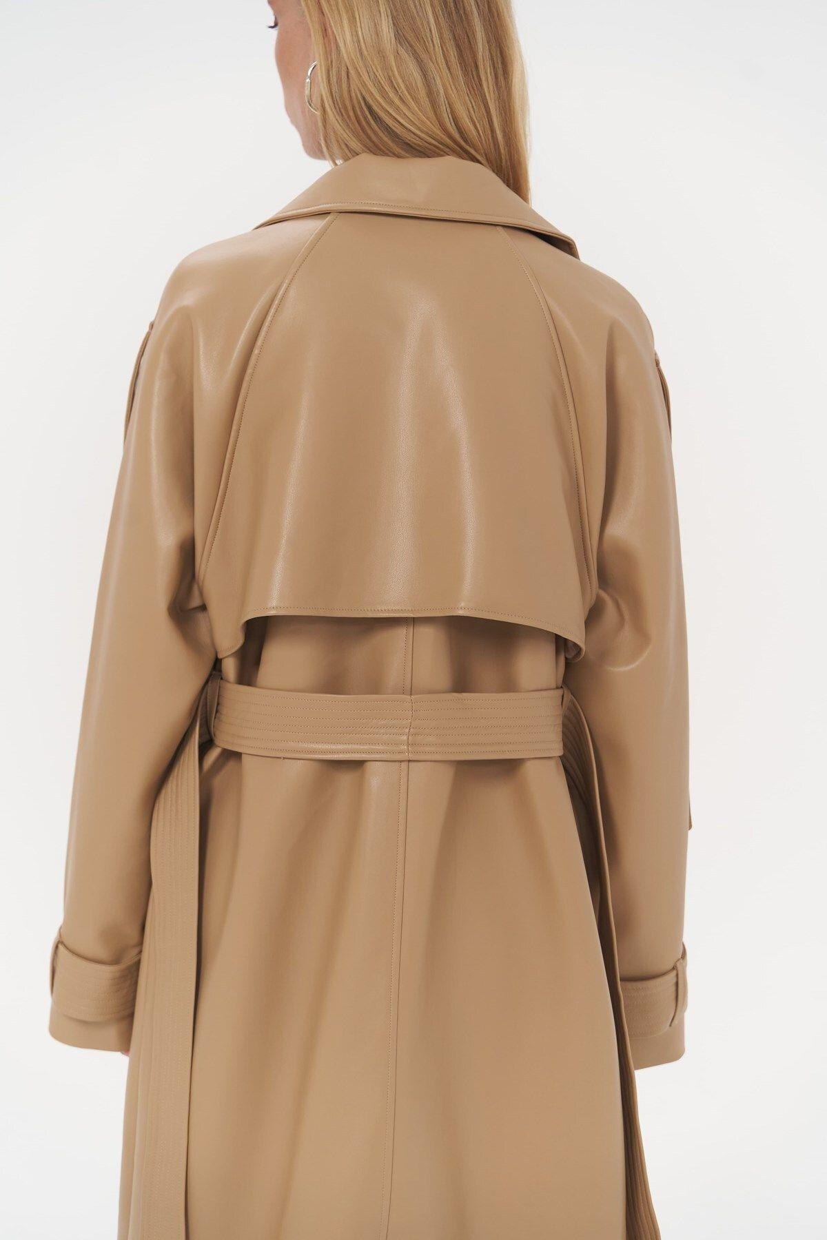 Layton Camel Deri Trençkot