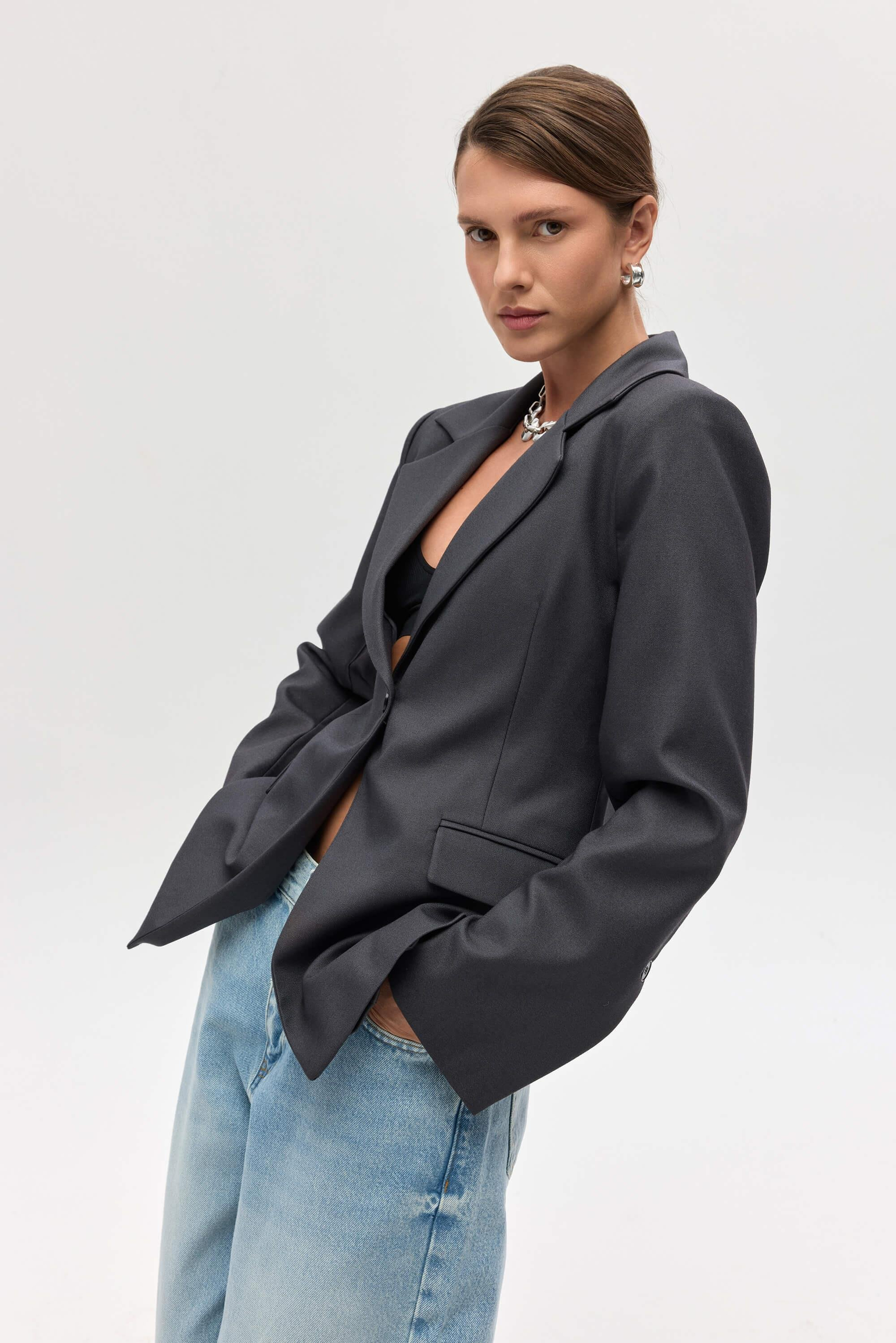 Lecco Dar Kesim Antrasit Blazer