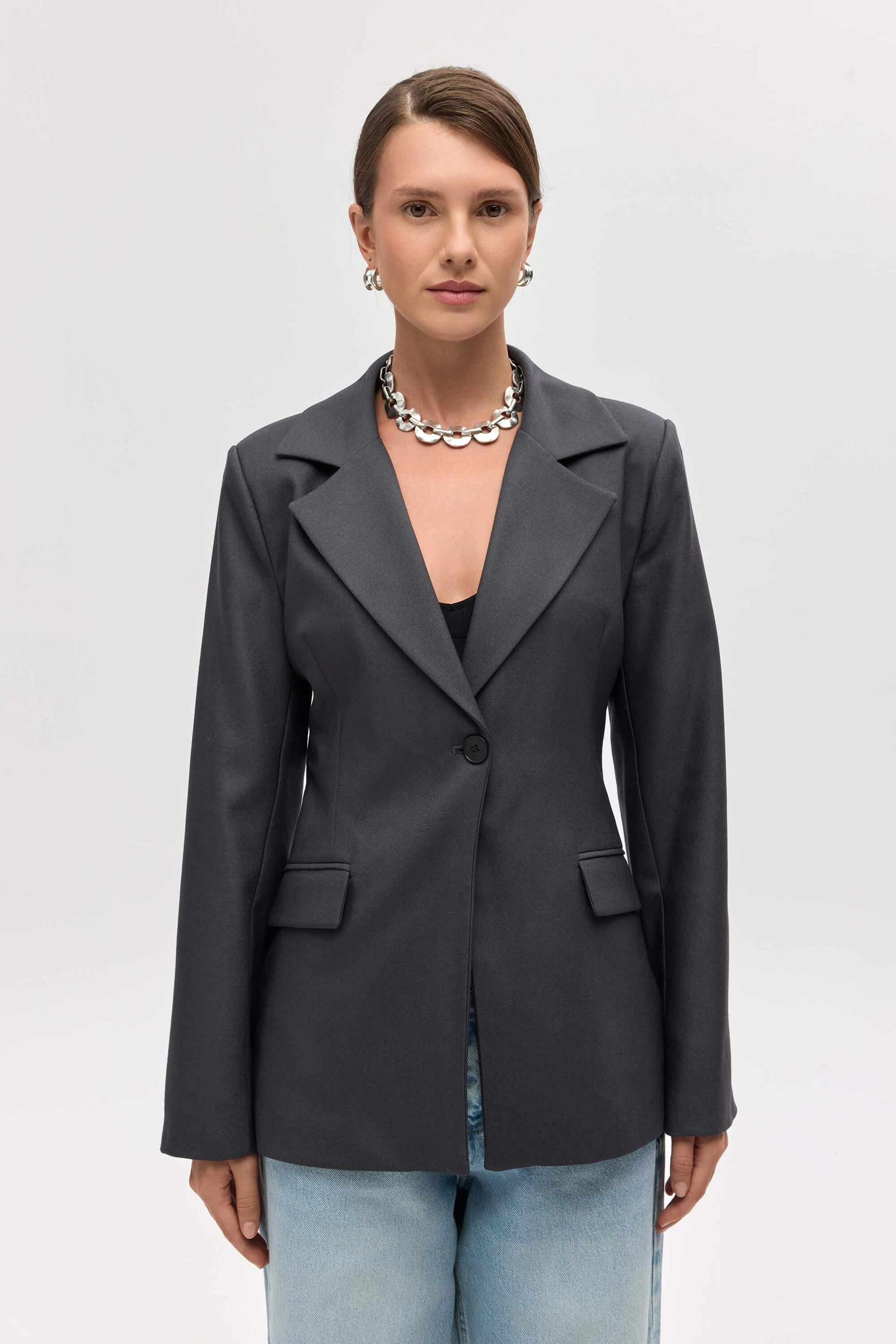 Lecco Dar Kesim Antrasit Blazer