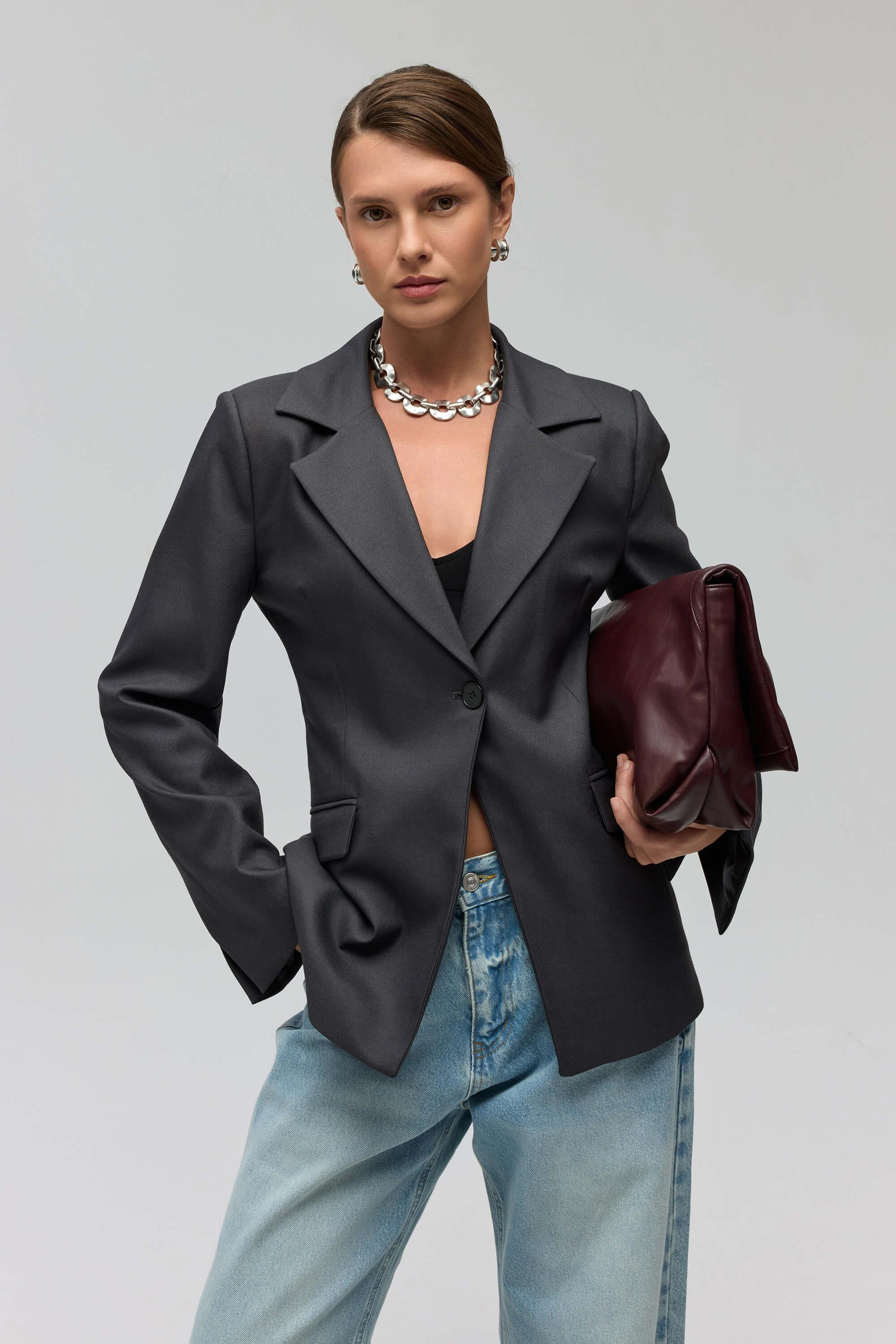 Lecco Dar Kesim Antrasit Blazer