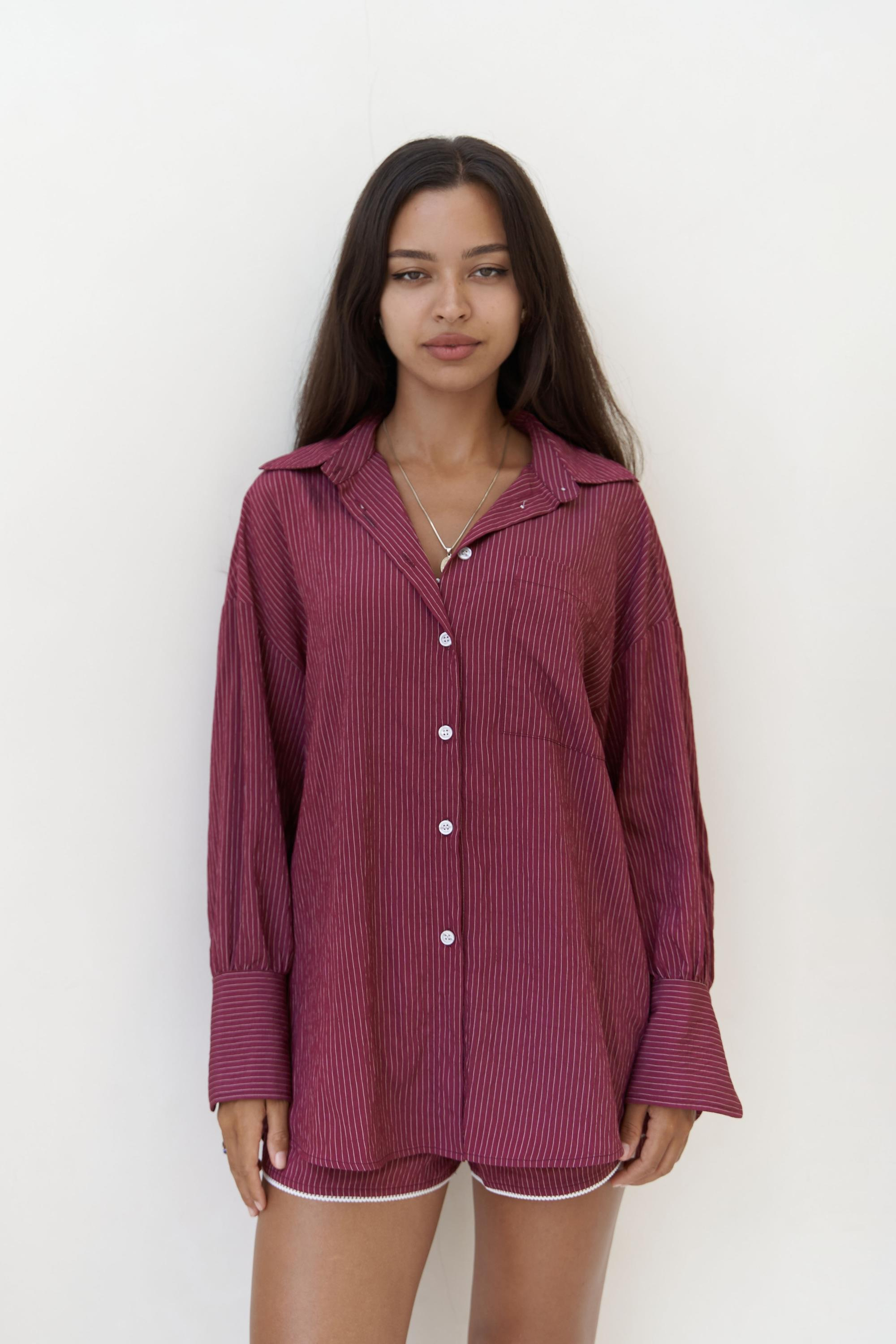 Leda Dantel Detay Şortlu Bordo Üçlü Takım