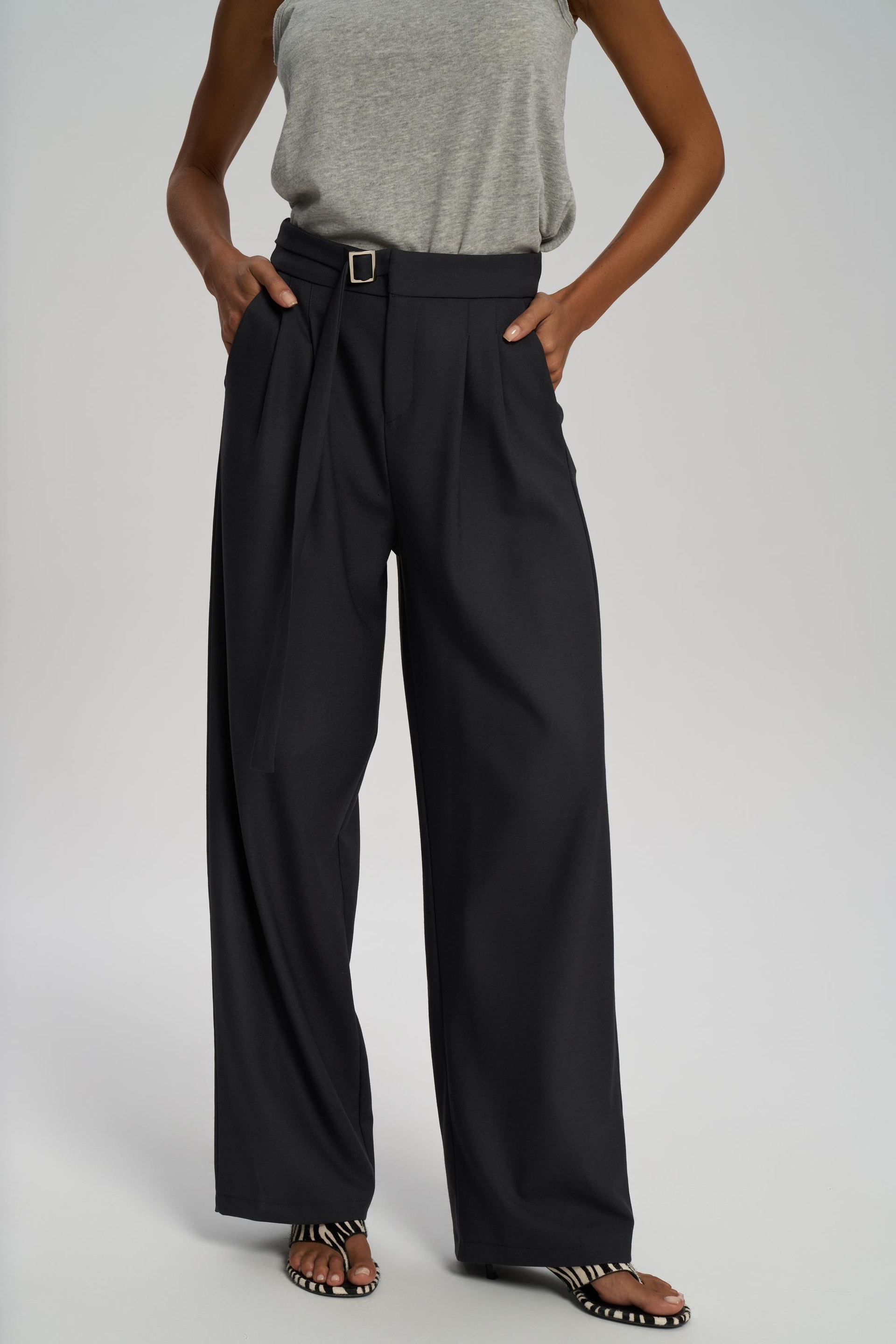 Letizia Belt Detail Charcoal Pants