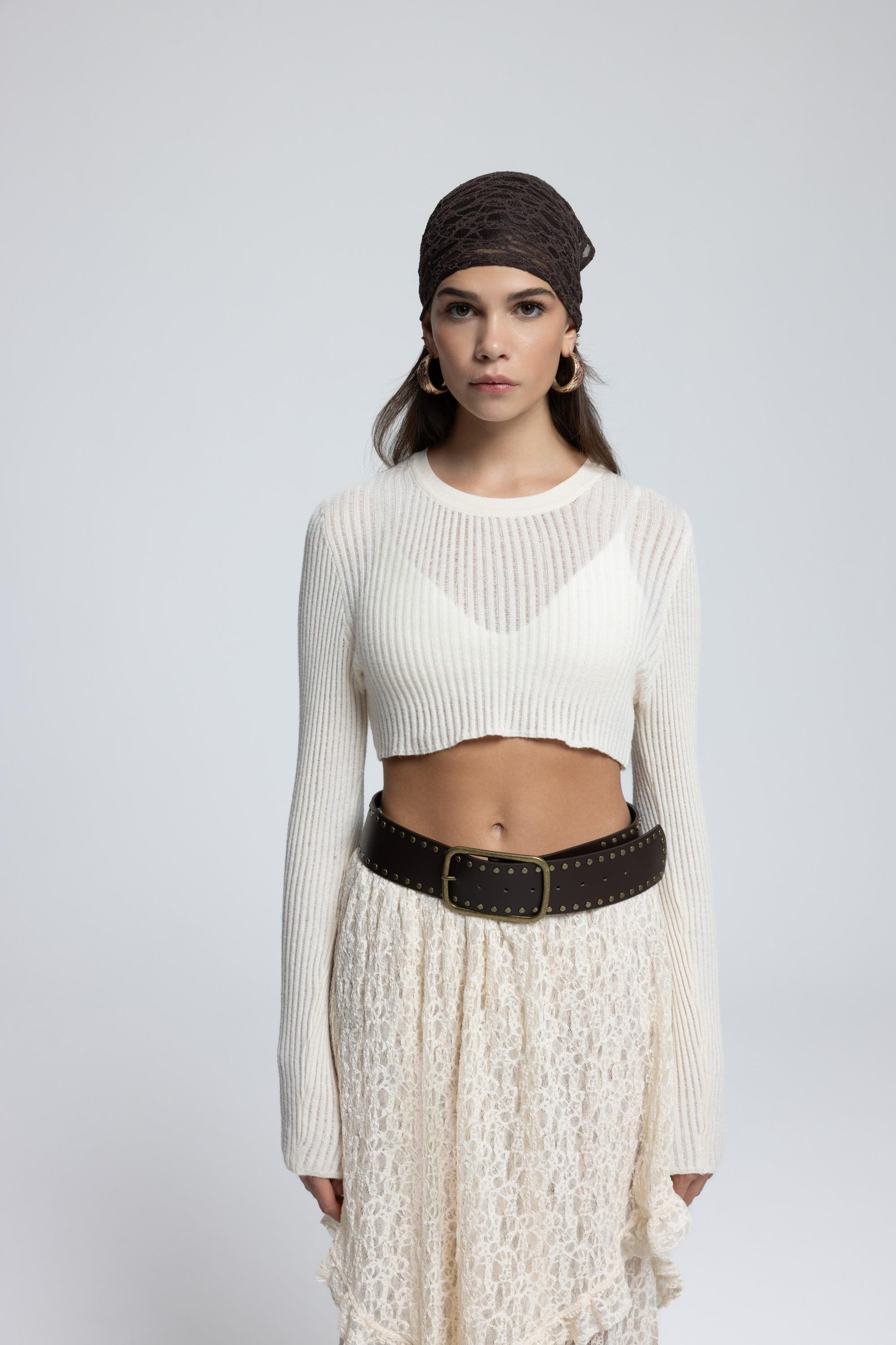 Liana Beige Soft Touch Knit Crop