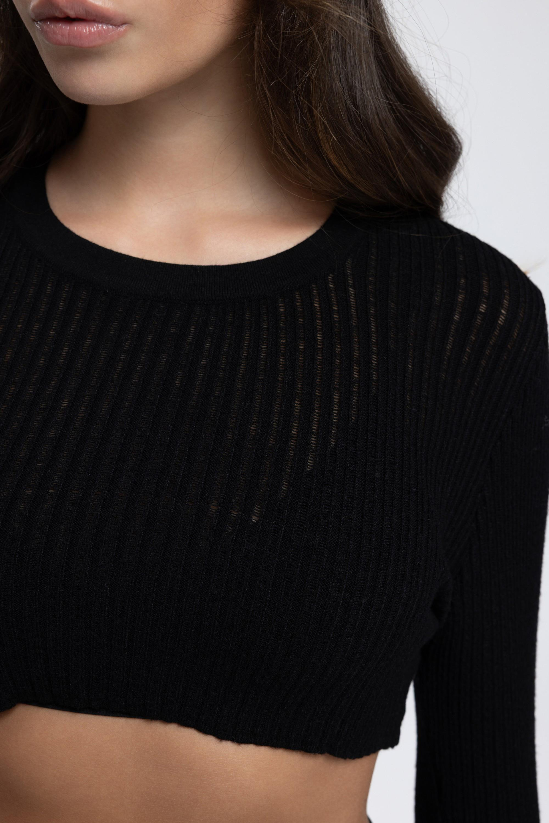 Liana Siyah Yumuşak Doku Triko Crop