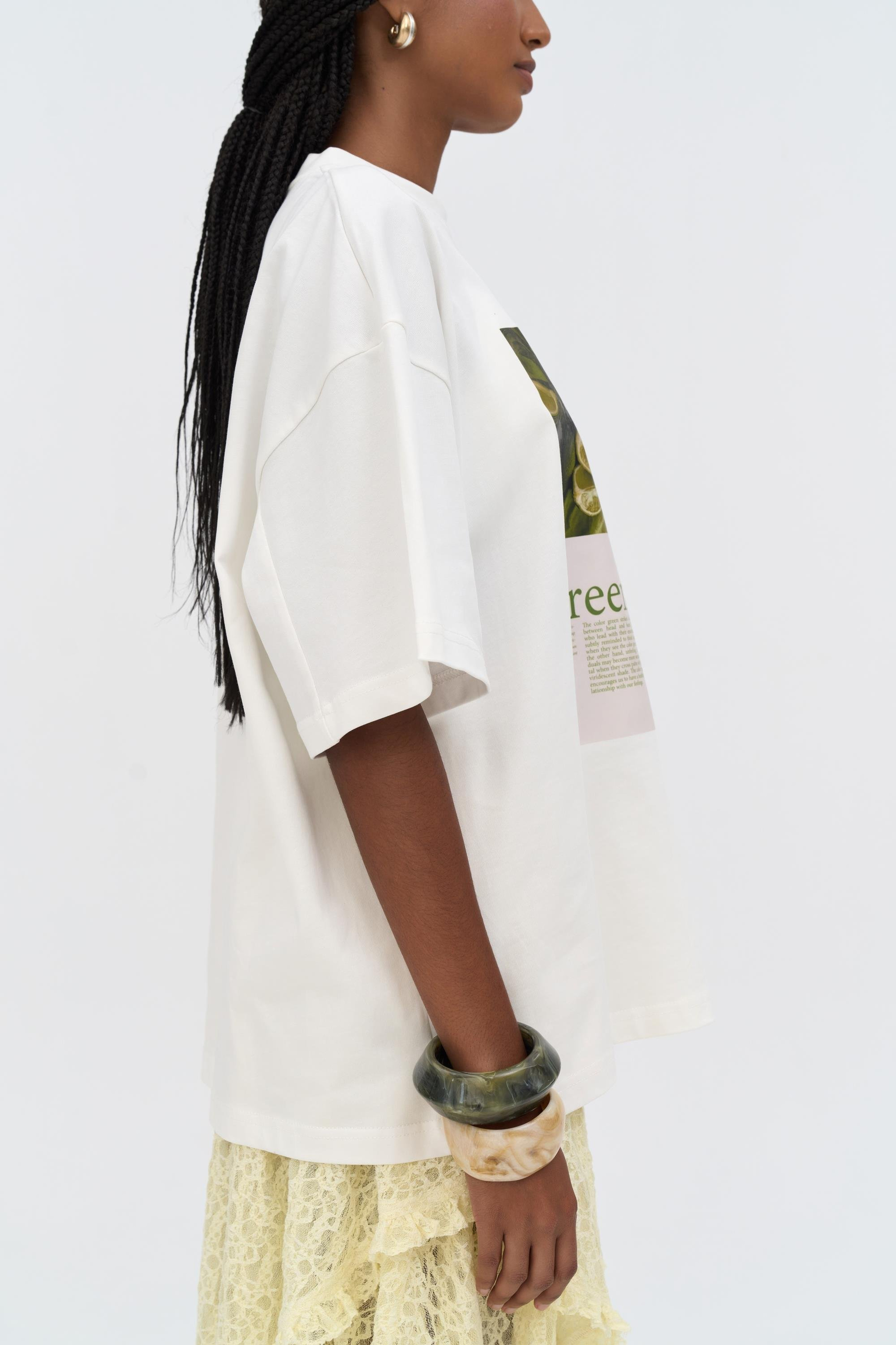 Lime Oversize Beyaz T-Shirt