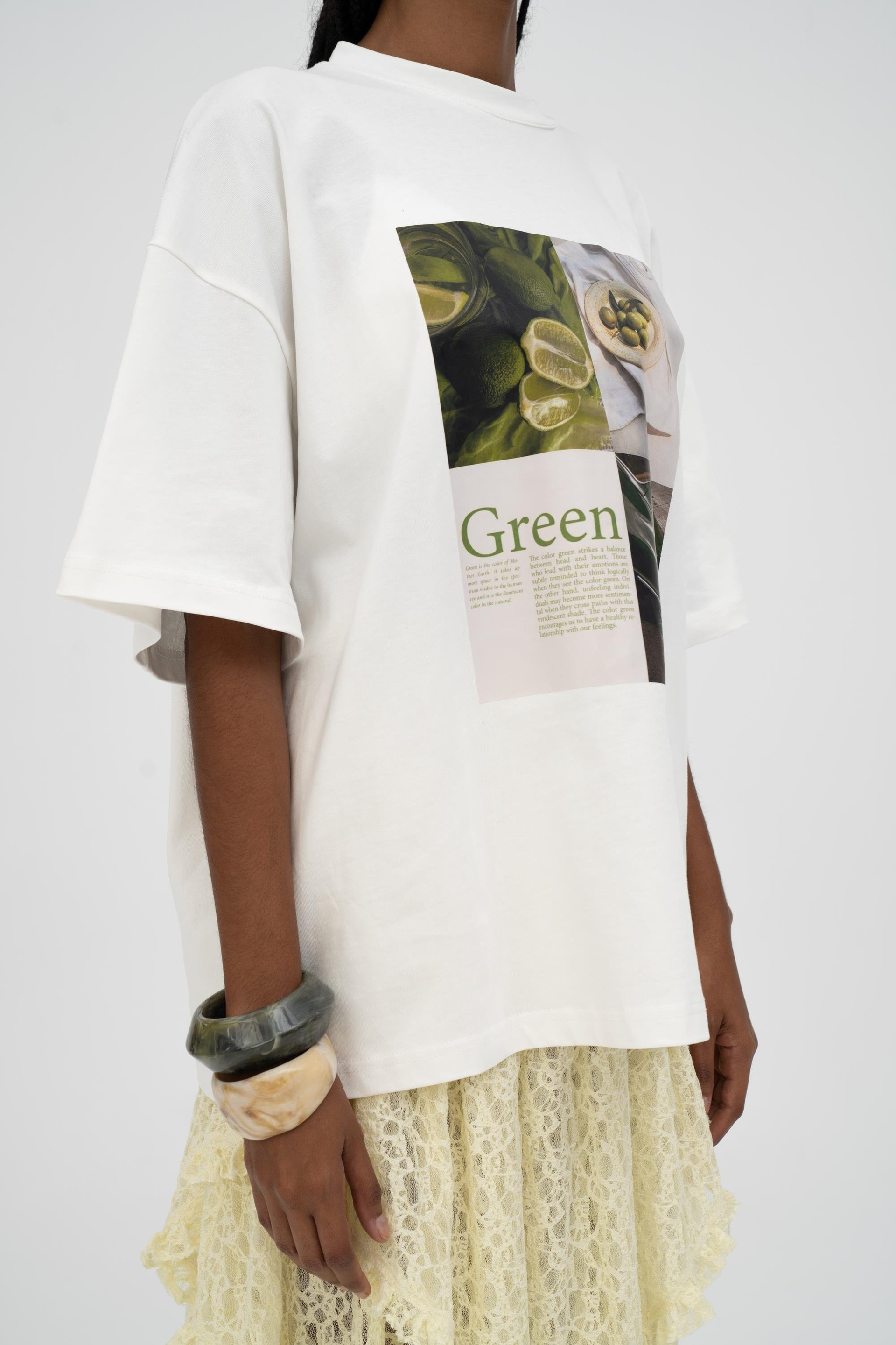 Lime Oversize Beyaz T-Shirt