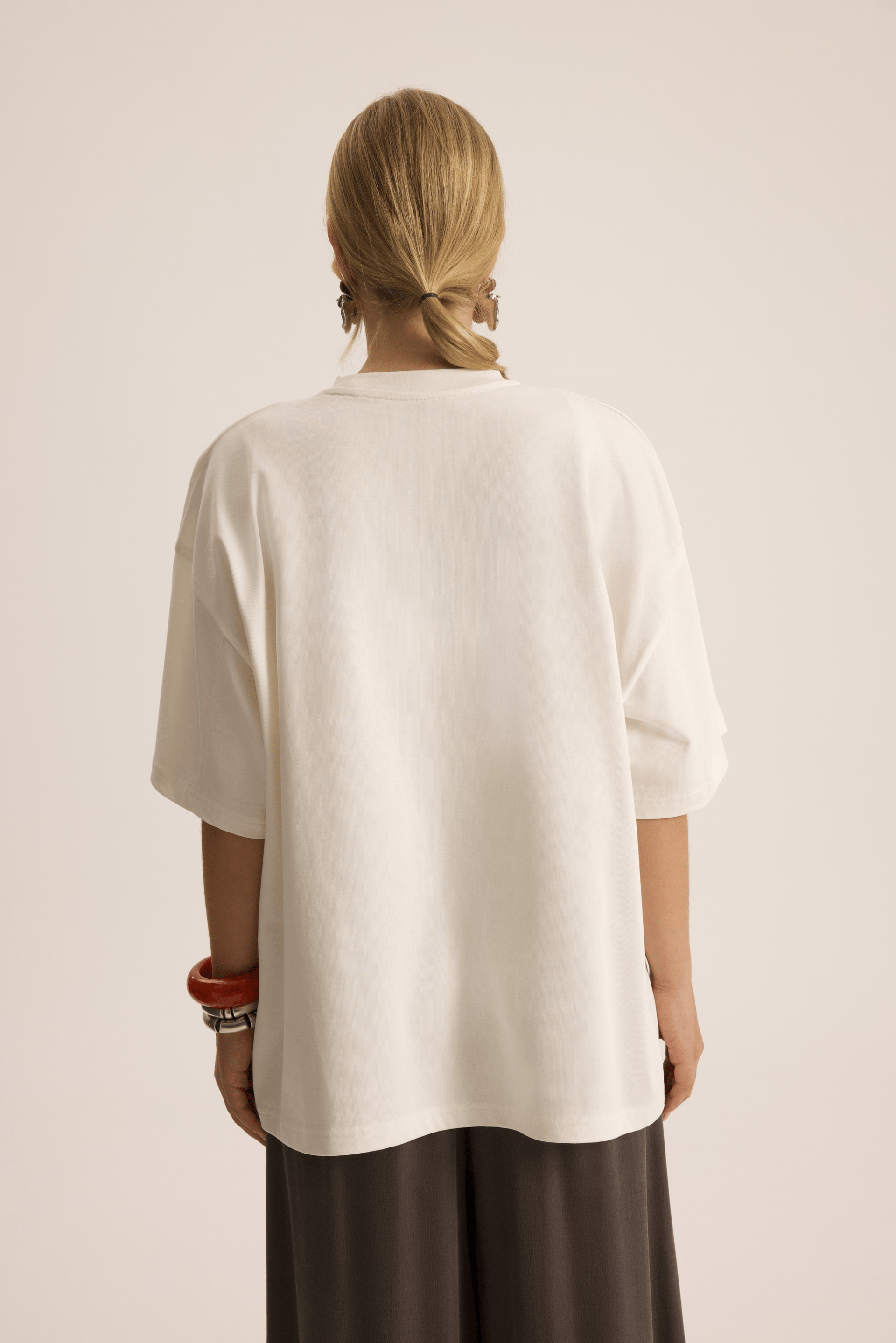 Lip Print Oversize Beyaz T-Shirt