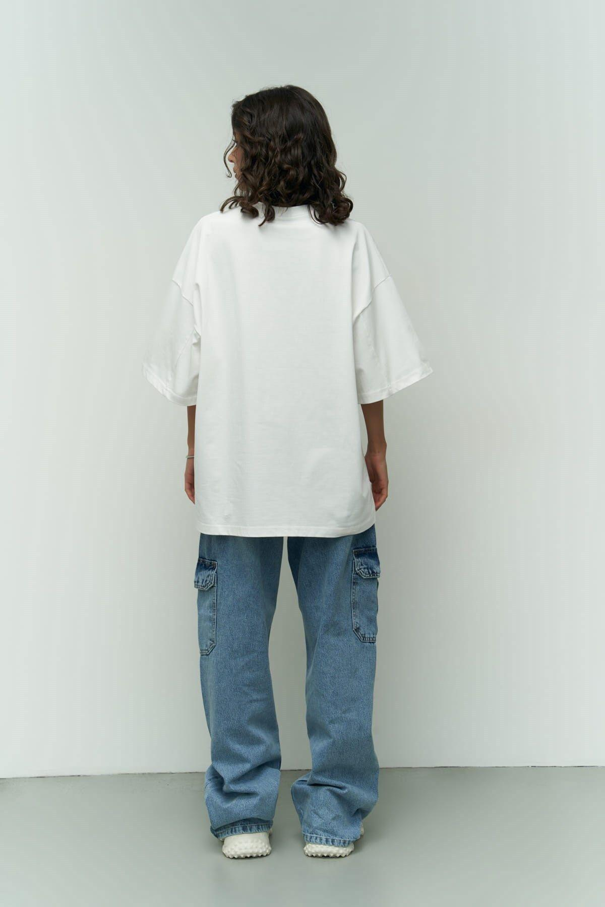 Lips Beyaz Oversize T-shirt