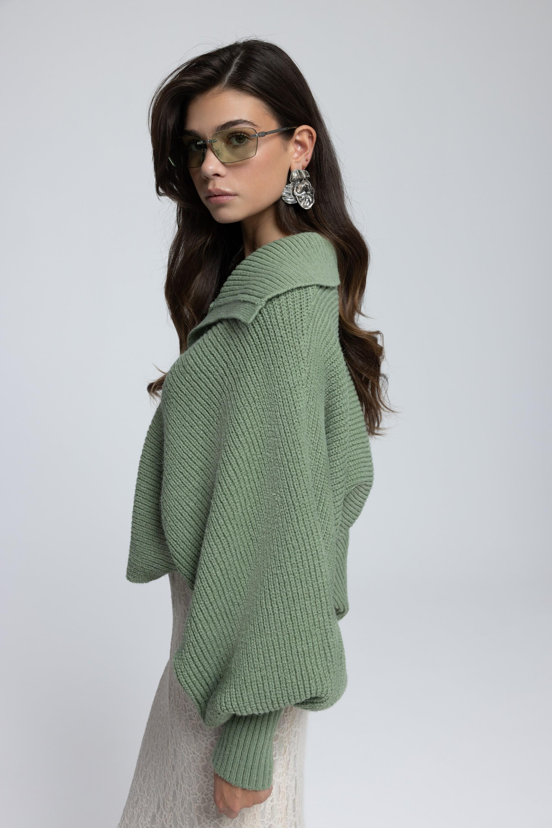 Livia Sage Green Collared Sweater