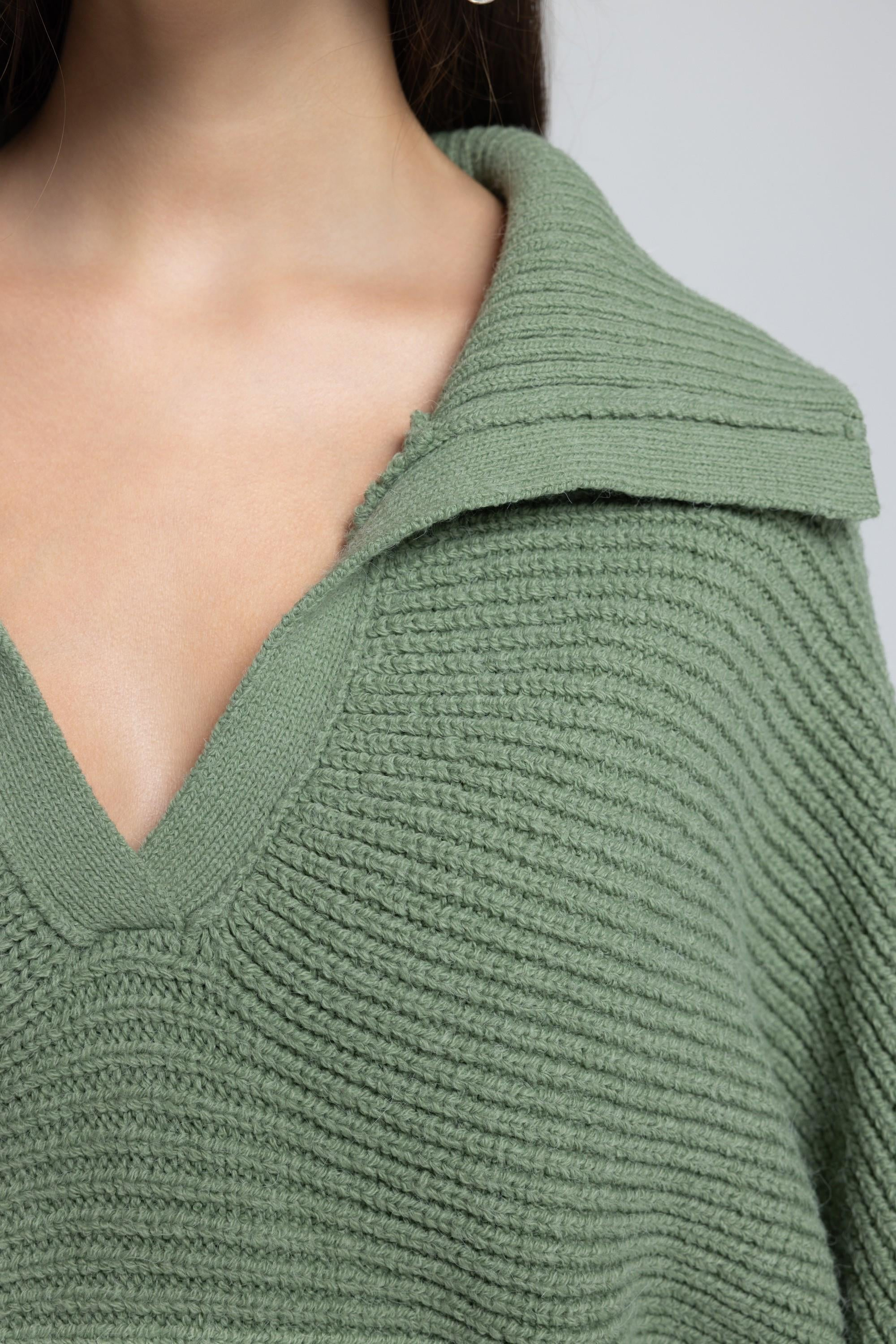 Livia Sage Green Collared Sweater