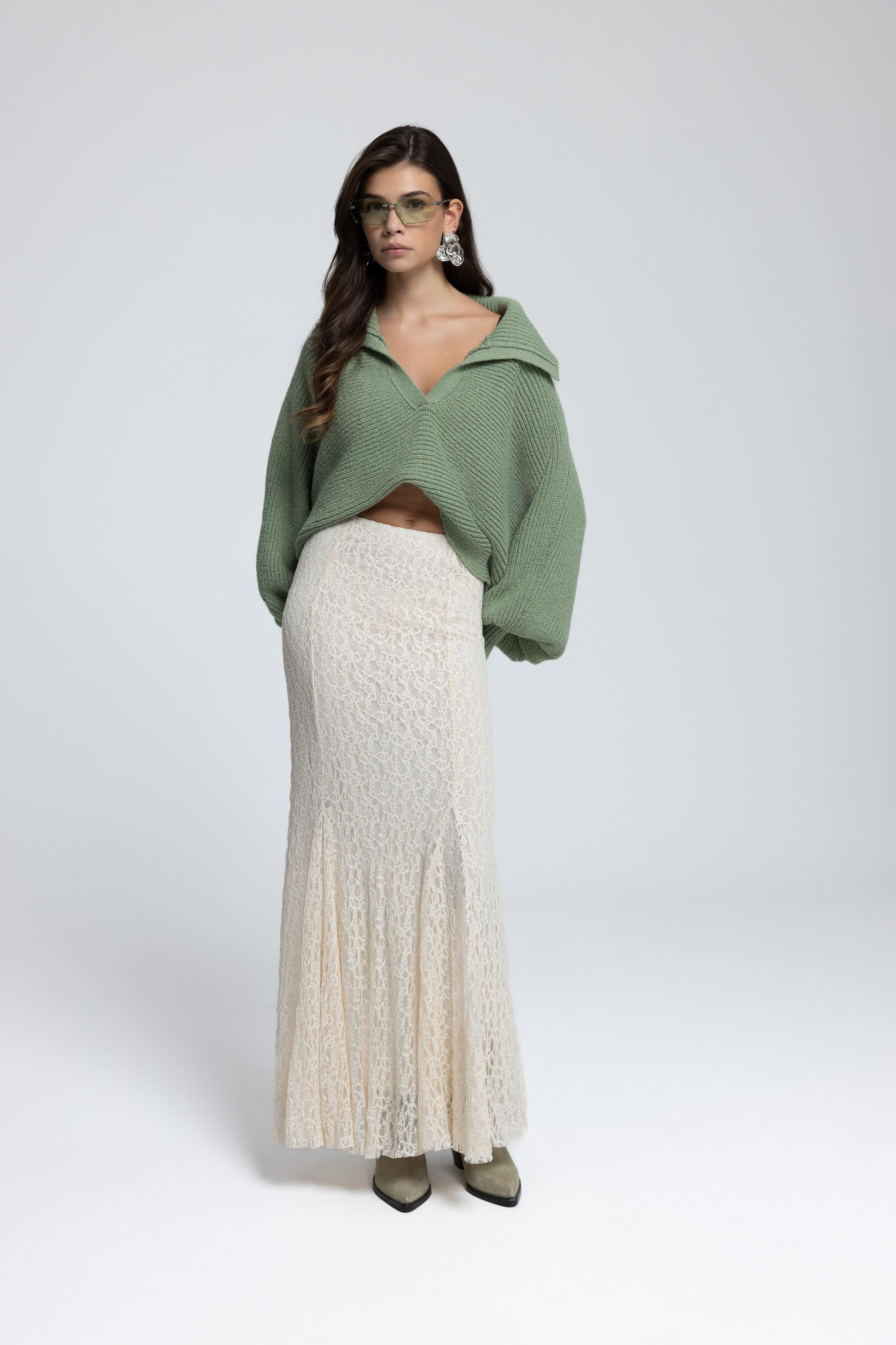 Livia Sage Green Collared Sweater