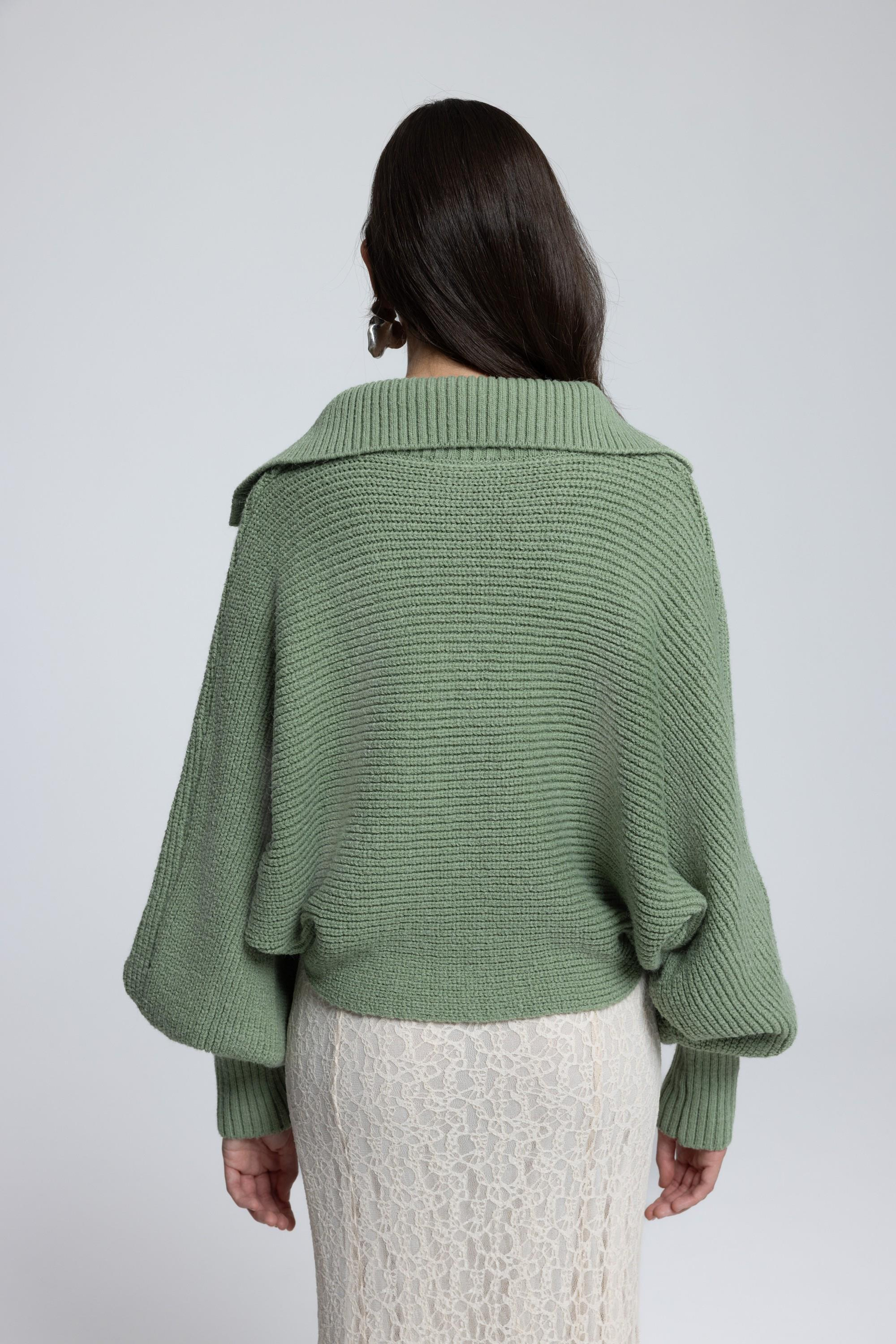 Livia Sage Green Collared Sweater