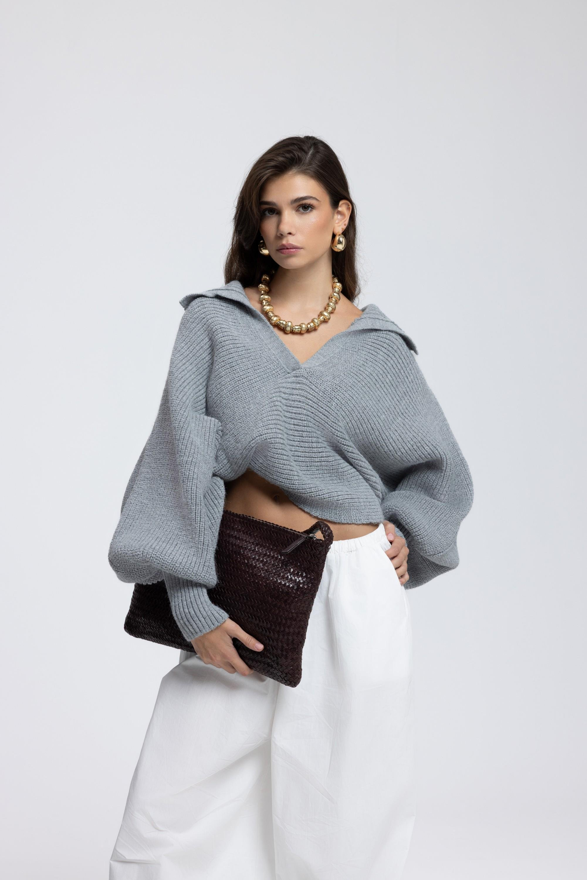 Livia Charcoal Collared Sweater
