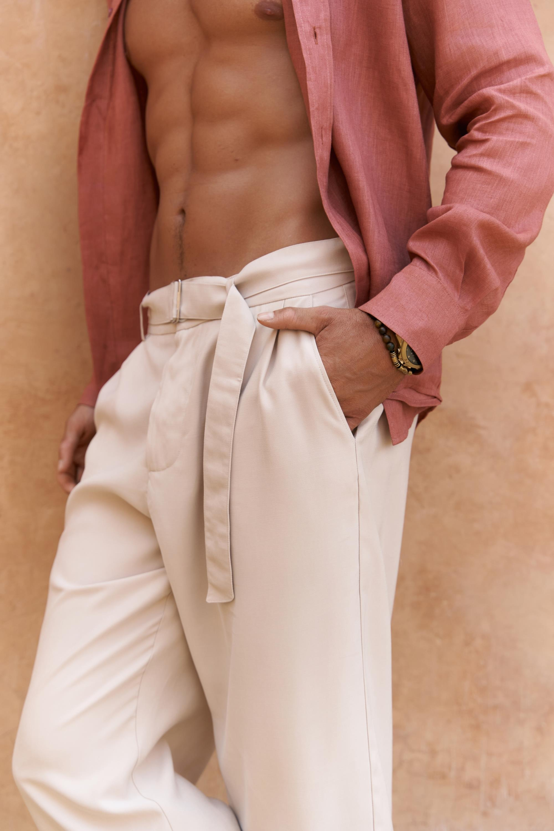 Lorenza Kemer Detay Bej Erkek Pantolon