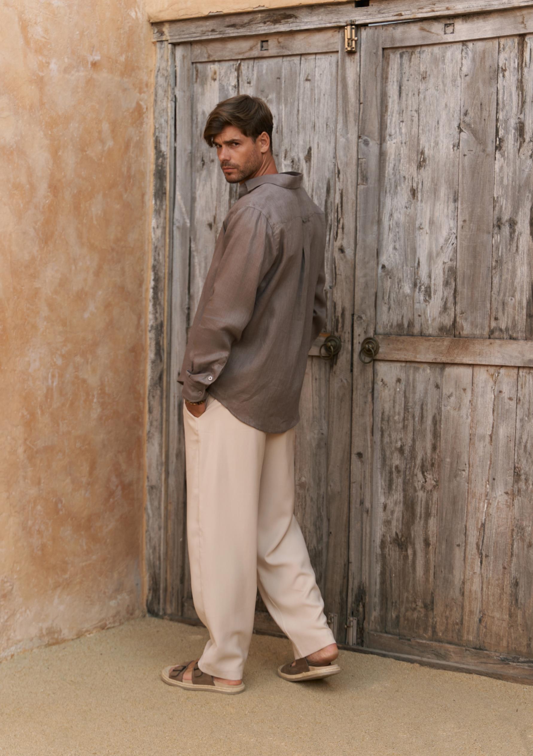 Lorenza Kemer Detay Bej Erkek Pantolon