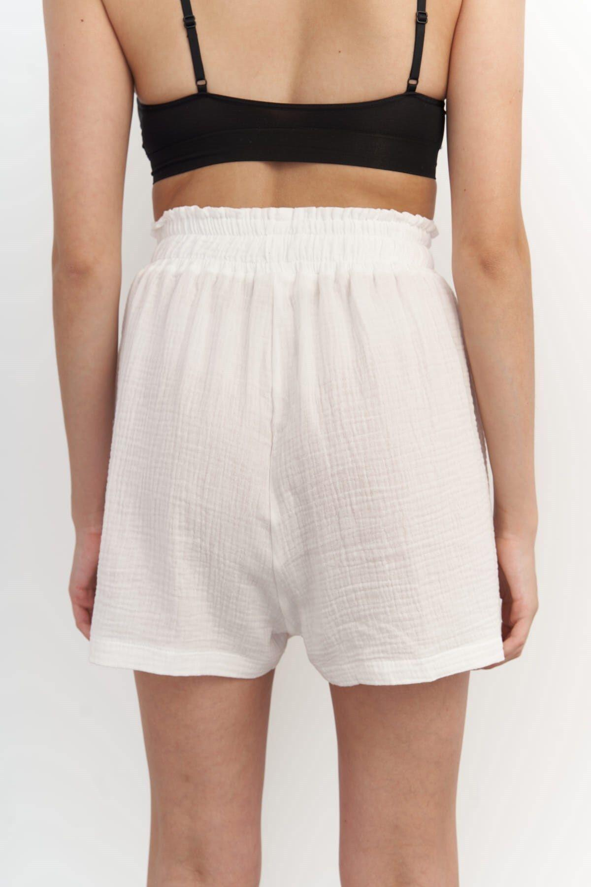 Lorissa Ecru Muslin Shirt & Shorts Set