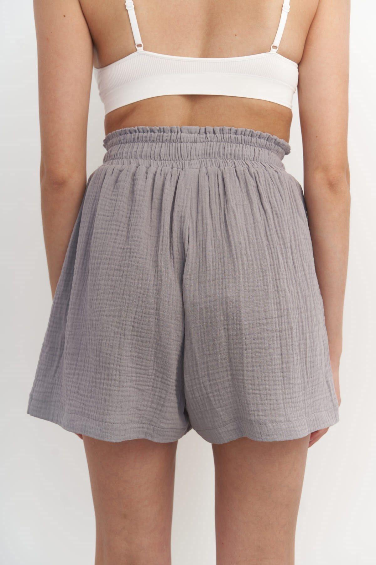 Lorissa Gray Muslin Shirt & Shorts Set