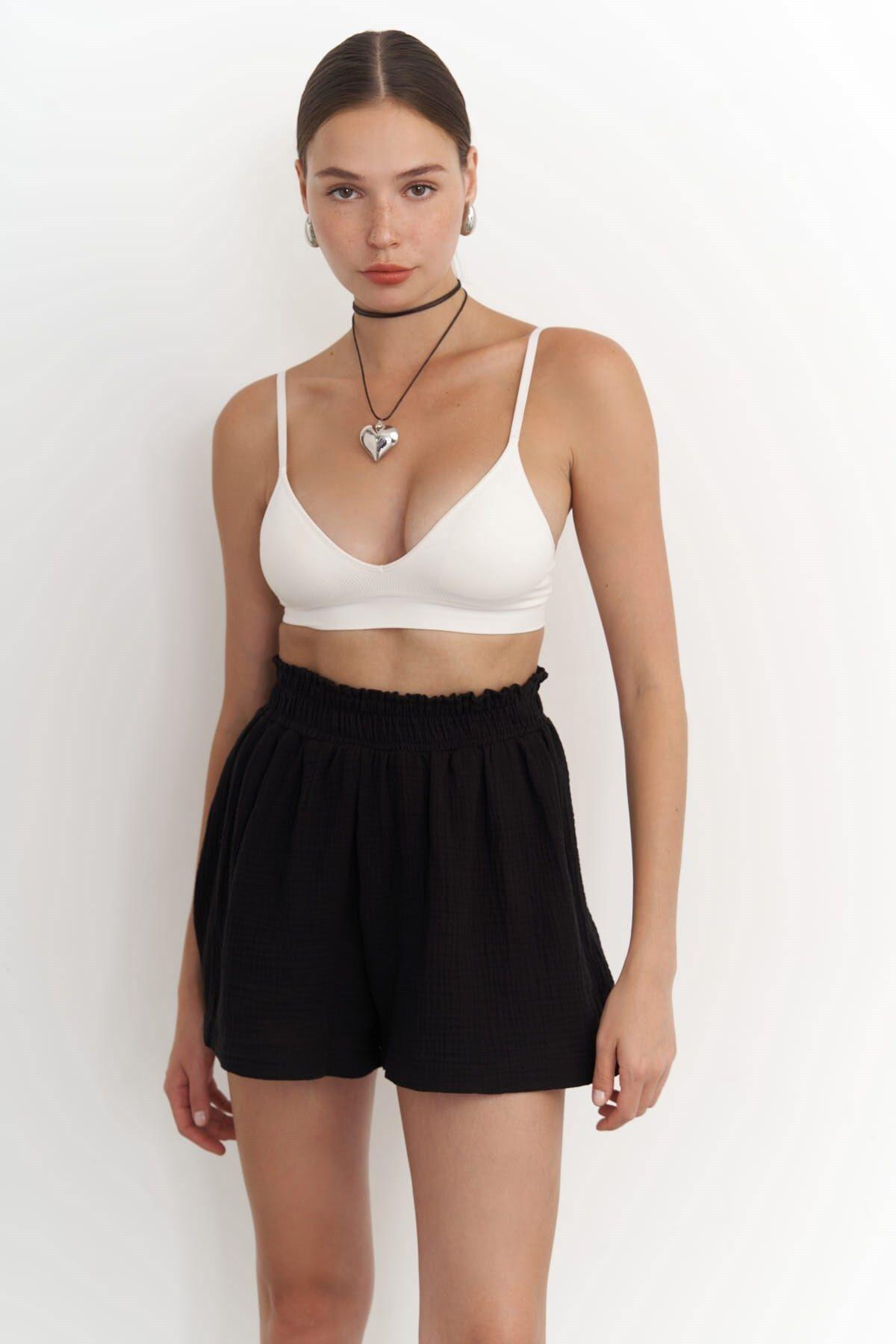 Bohemai Lorissa Black Muslin Shorts Set