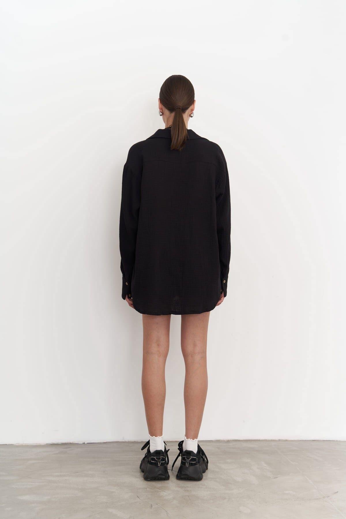 Bohemai Lorissa Black Muslin Shorts Set