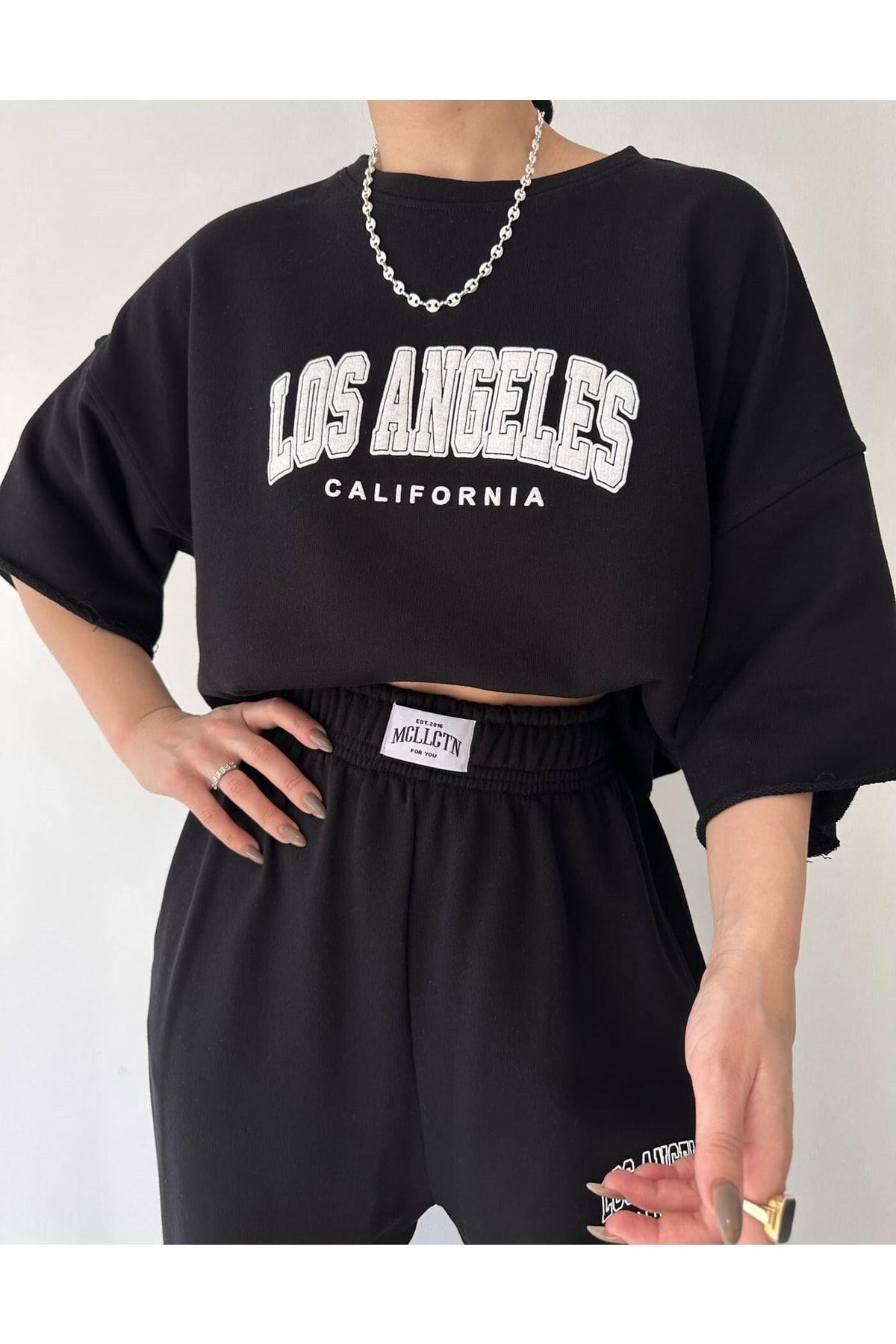 Los Angeles Siyah T-Shirt Eşofman Takım