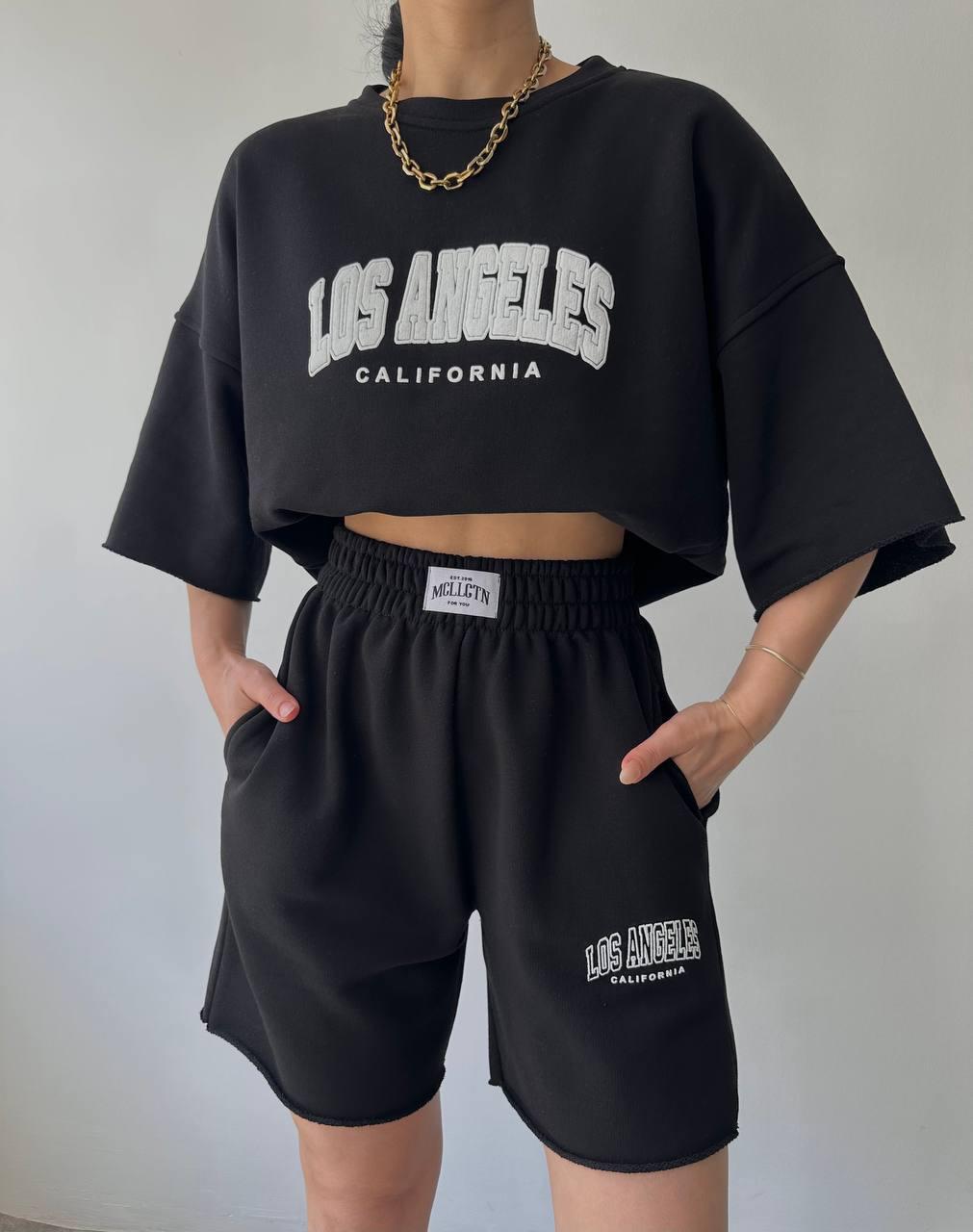 Los Angeles Şort-T-Shirt Takım - SIYAH