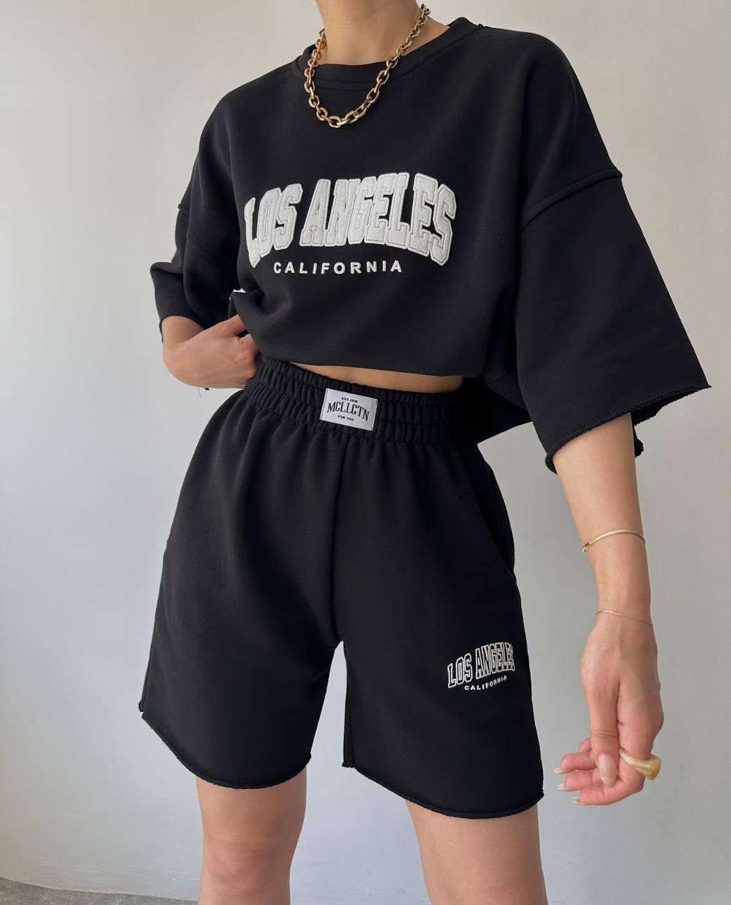 Los Angeles Şort-T-Shirt Takım - SIYAH