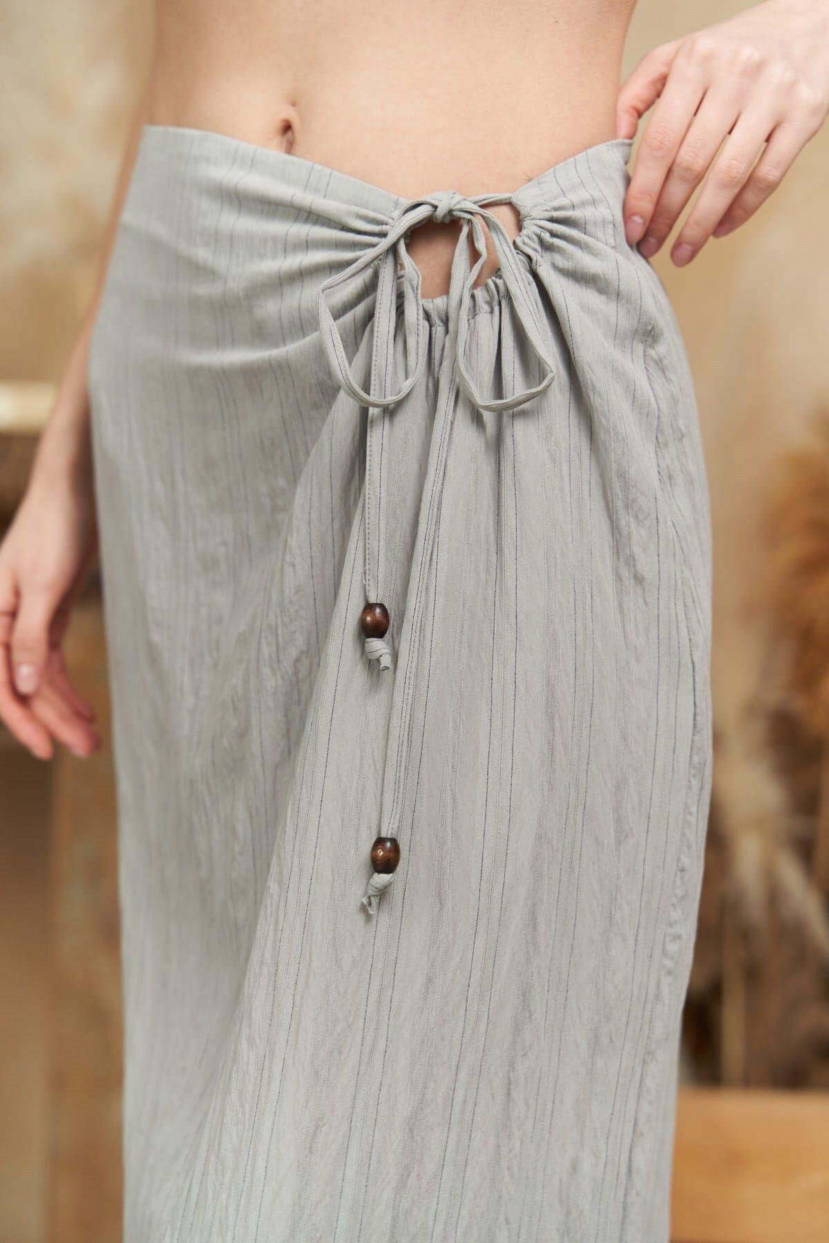 Lovina Striped Gray Crop & Skirt Set