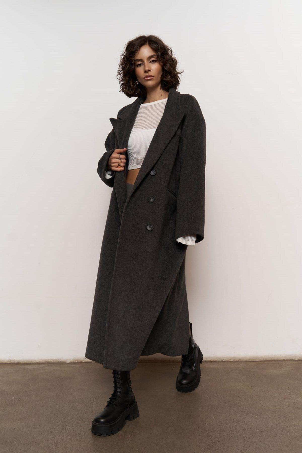 Mai Collection Lowen Anthracite Oversize Coat