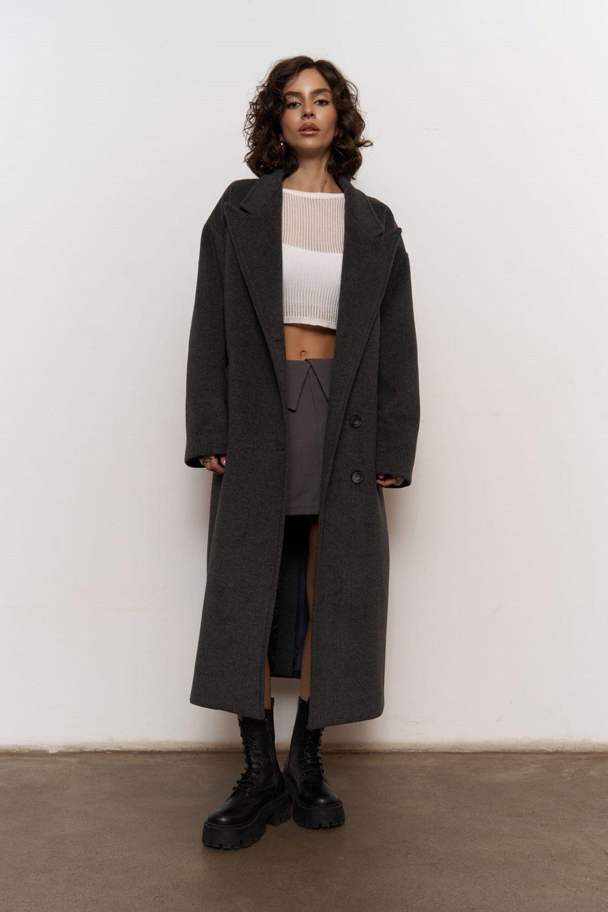 Mai Collection Lowen Anthracite Oversize Coat