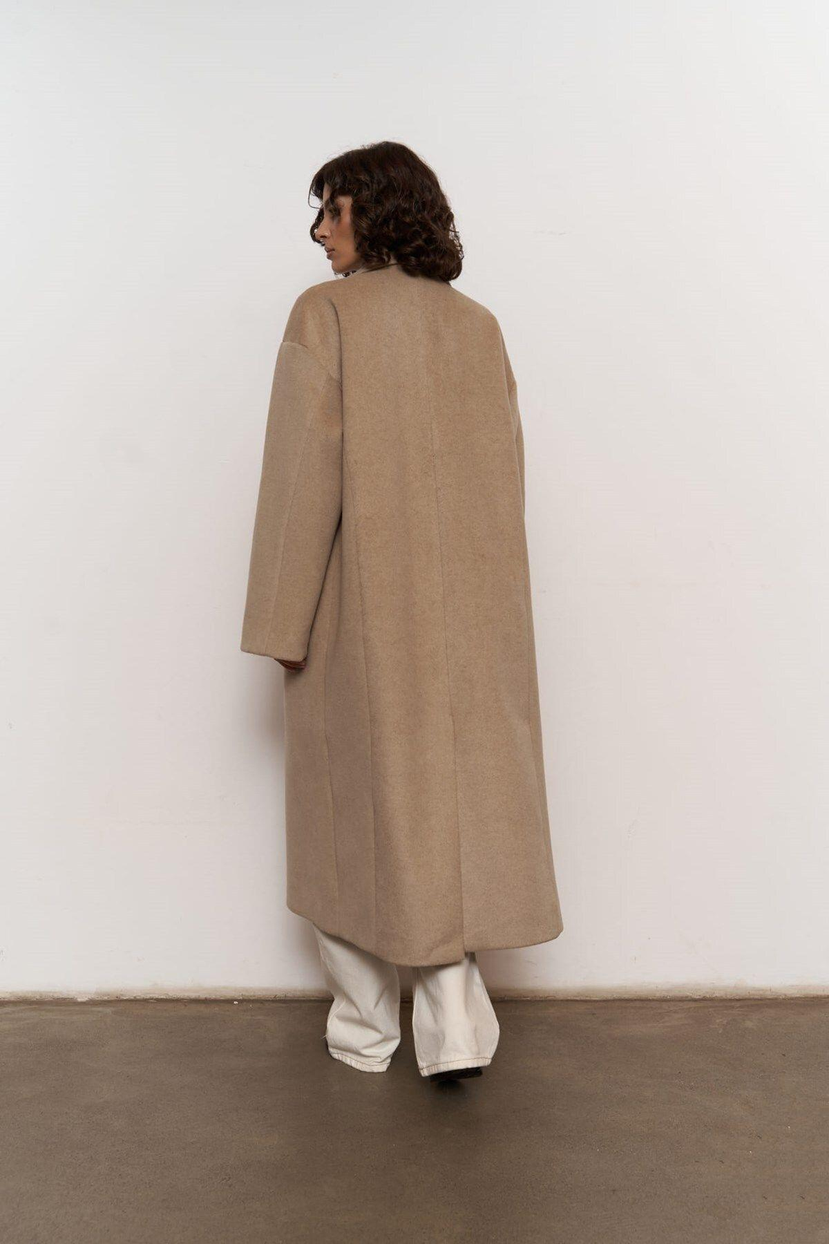 Mai Collection Lowen Light Brown Oversize Coat